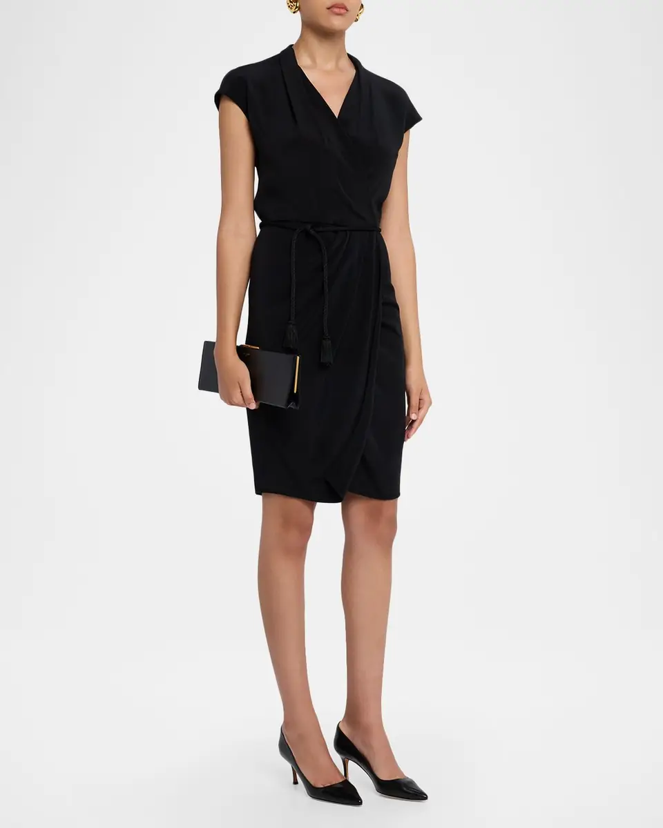 Giorgio Armani Belted Cap-Sleeve Jersey Wrap Dress | Thumbnail 4
