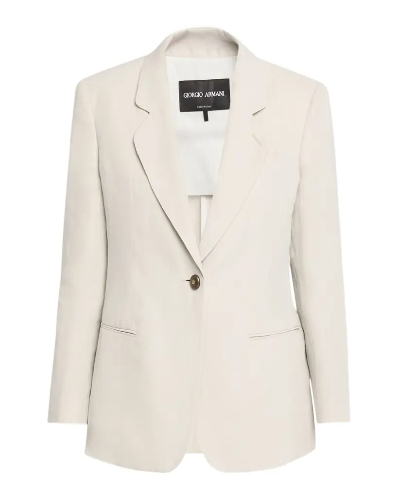 Giorgio Armani Linen Single-Breasted Blazer Jacket | Image 1 Giorgio Armani Linen Single-Breasted Blazer Jacket | Image 1