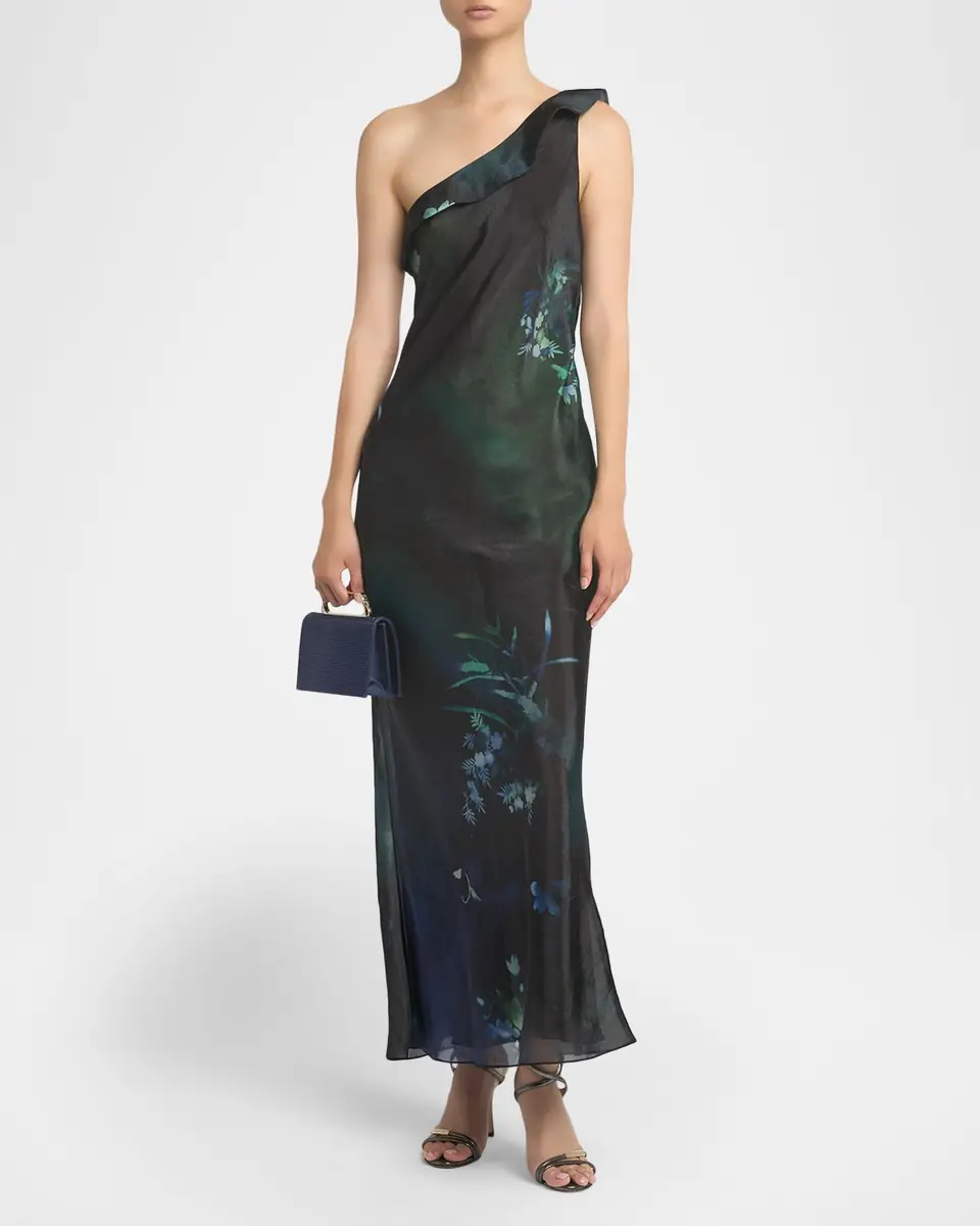 Giorgio Armani One-Shoulder Floral Silk Maxi Slip Dress | Thumbnail 2 Giorgio Armani One-Shoulder Floral Silk Maxi Slip Dress | Thumbnail 2