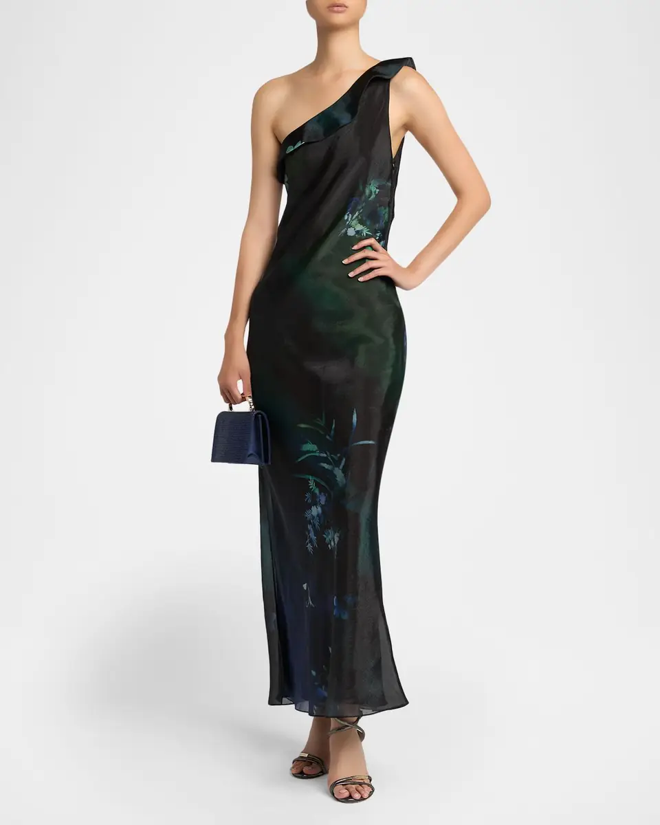 Giorgio Armani One-Shoulder Floral Silk Maxi Slip Dress | Thumbnail 4 Giorgio Armani One-Shoulder Floral Silk Maxi Slip Dress | Thumbnail 4