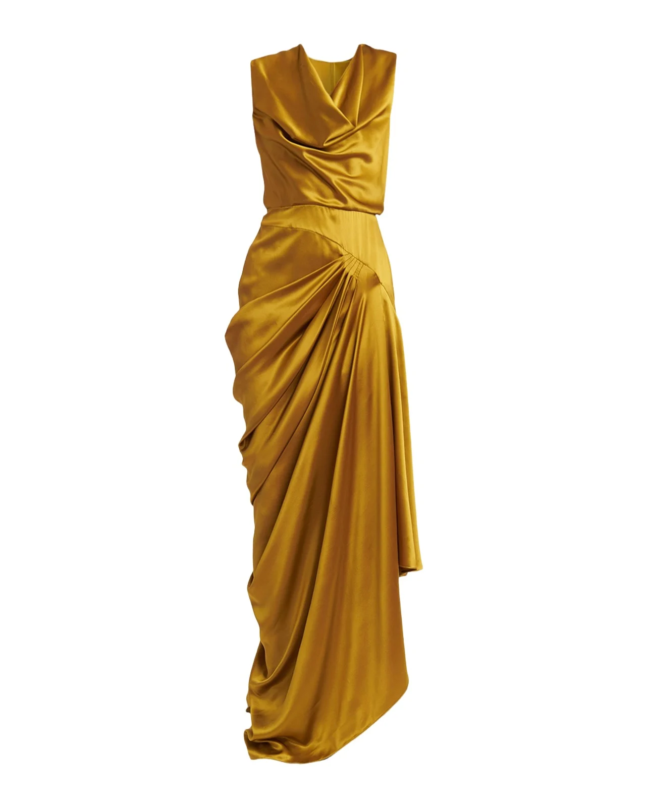 Cowl-Neck Sleeveless Draped Silk Maxi Dress Cowl-Neck Sleeveless Draped Silk Maxi Dress