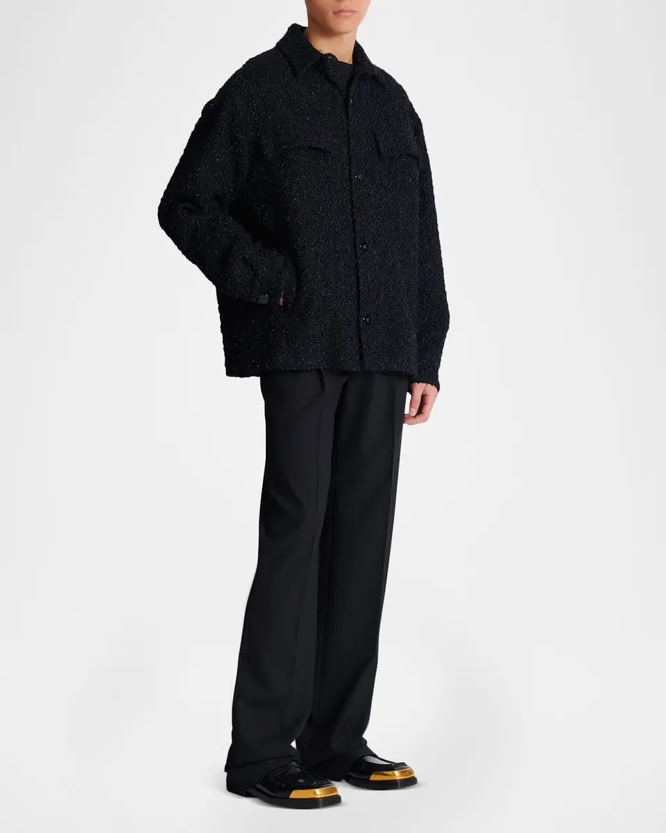 Balmain Men's Monogram Tweed Overshirt | Thumbnail 2 Balmain Men's Monogram Tweed Overshirt | Thumbnail 2