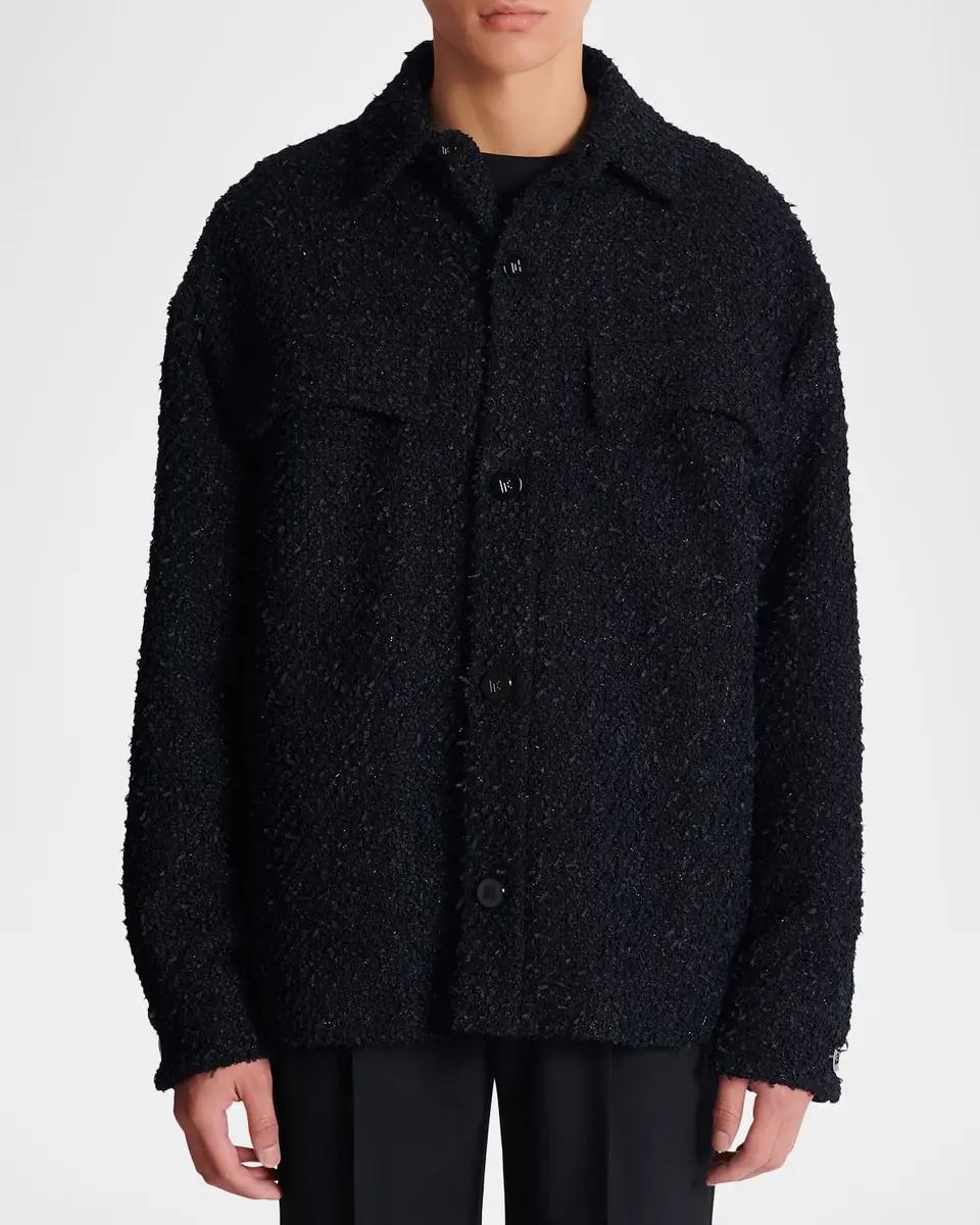 Balmain Men's Monogram Tweed Overshirt | Thumbnail 4 Balmain Men's Monogram Tweed Overshirt | Thumbnail 4