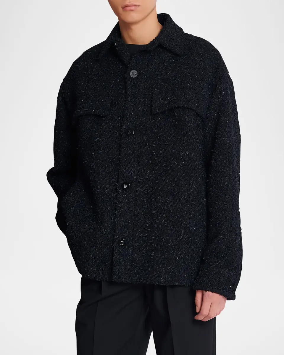 Balmain Men's Monogram Tweed Overshirt | Thumbnail 6 Balmain Men's Monogram Tweed Overshirt | Thumbnail 6