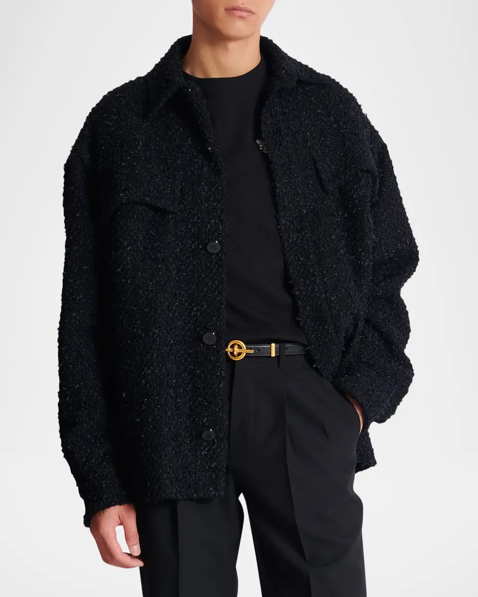 Balmain Men's Monogram Tweed Overshirt | Thumbnail 7 Balmain Men's Monogram Tweed Overshirt | Thumbnail 7