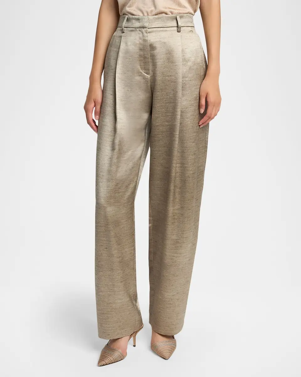 Giorgio Armani Pleated Silk Straight-Leg Trousers | Thumbnail 3 Giorgio Armani Pleated Silk Straight-Leg Trousers | Thumbnail 3