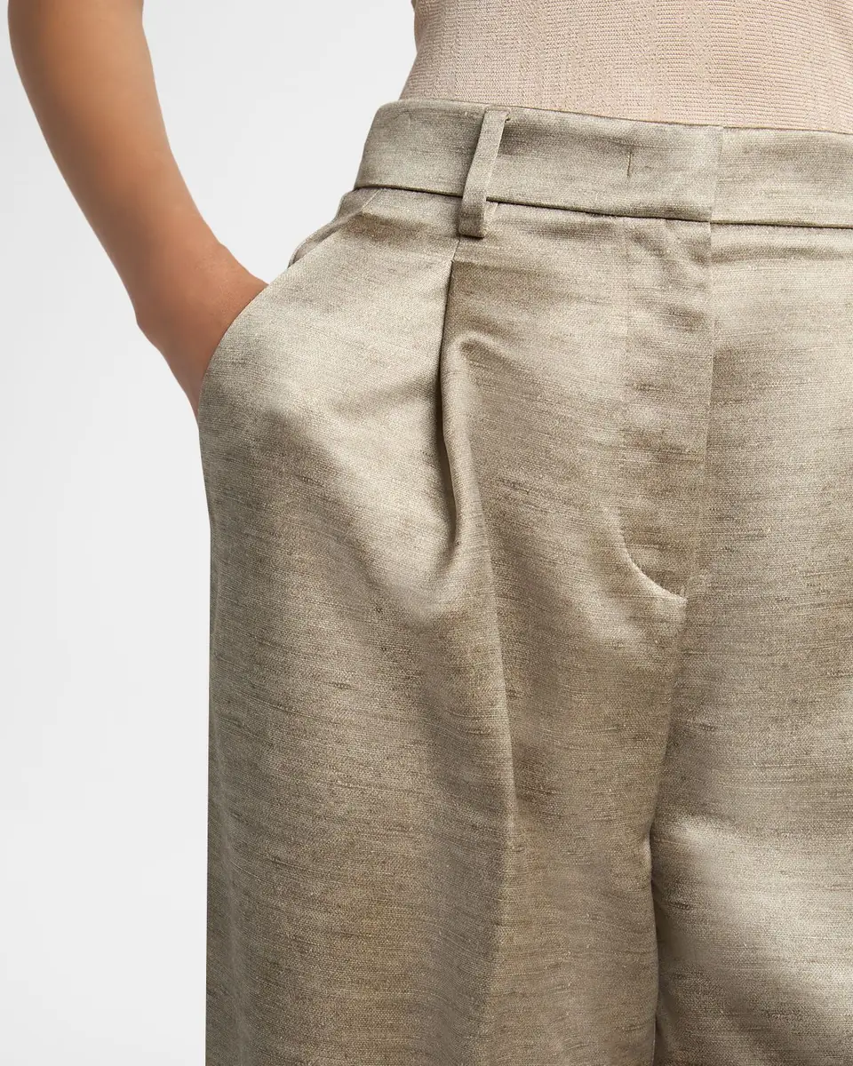 Giorgio Armani Pleated Silk Straight-Leg Trousers | Thumbnail 4 Giorgio Armani Pleated Silk Straight-Leg Trousers | Thumbnail 4
