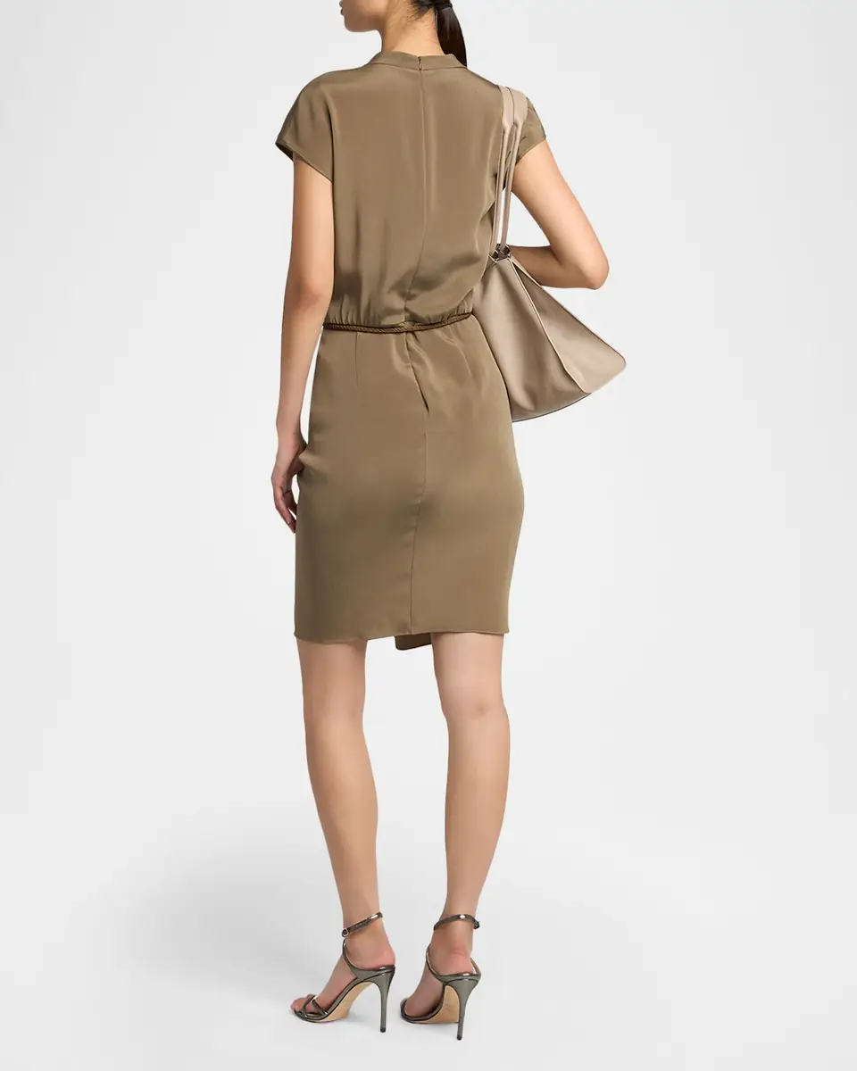 Giorgio Armani Rope Belted Short-Sleeve Draped Dress | Thumbnail 3 Giorgio Armani Rope Belted Short-Sleeve Draped Dress | Thumbnail 3