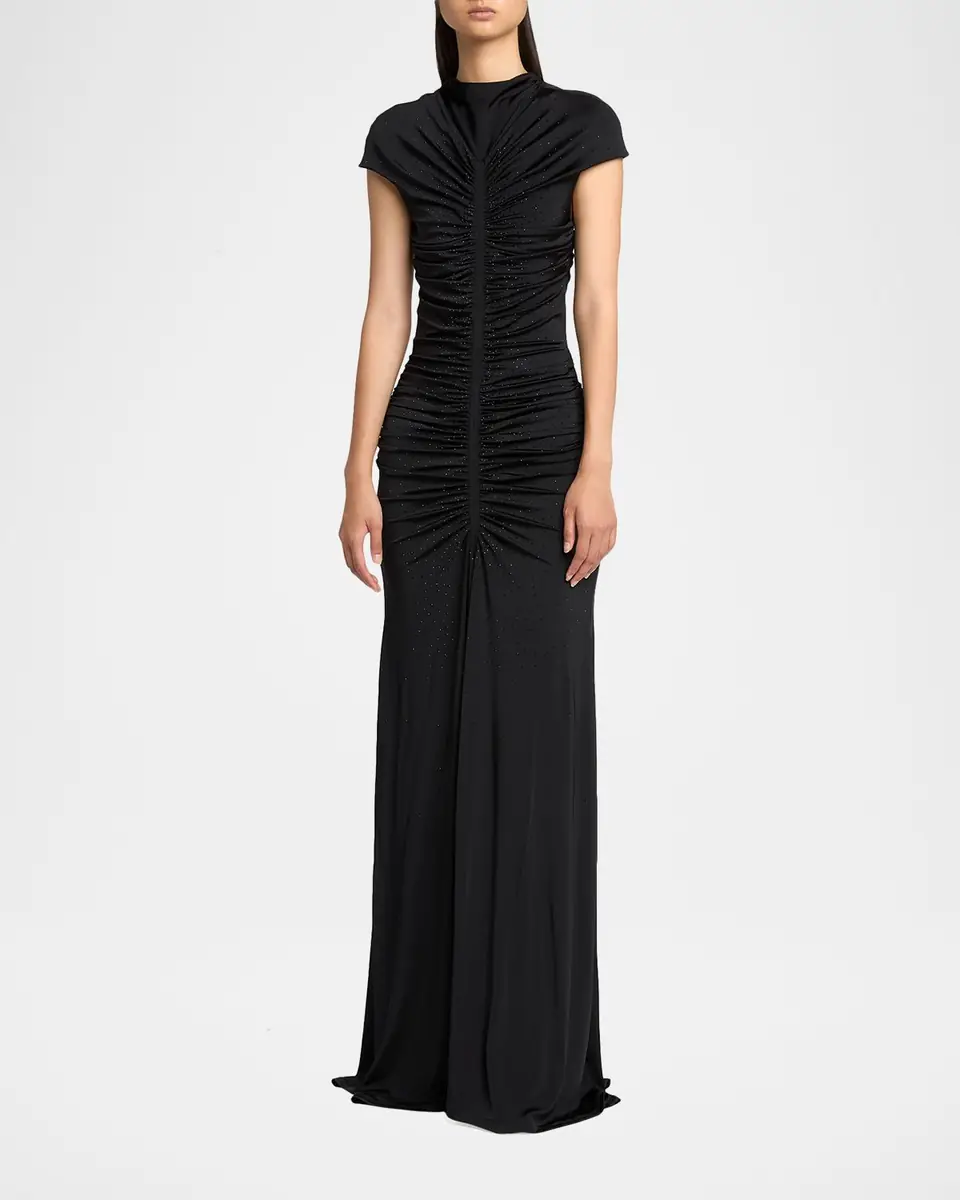Giorgio Armani Ruched Cap-Sleeve Rhinestone Gown | Thumbnail 2 Giorgio Armani Ruched Cap-Sleeve Rhinestone Gown | Thumbnail 2