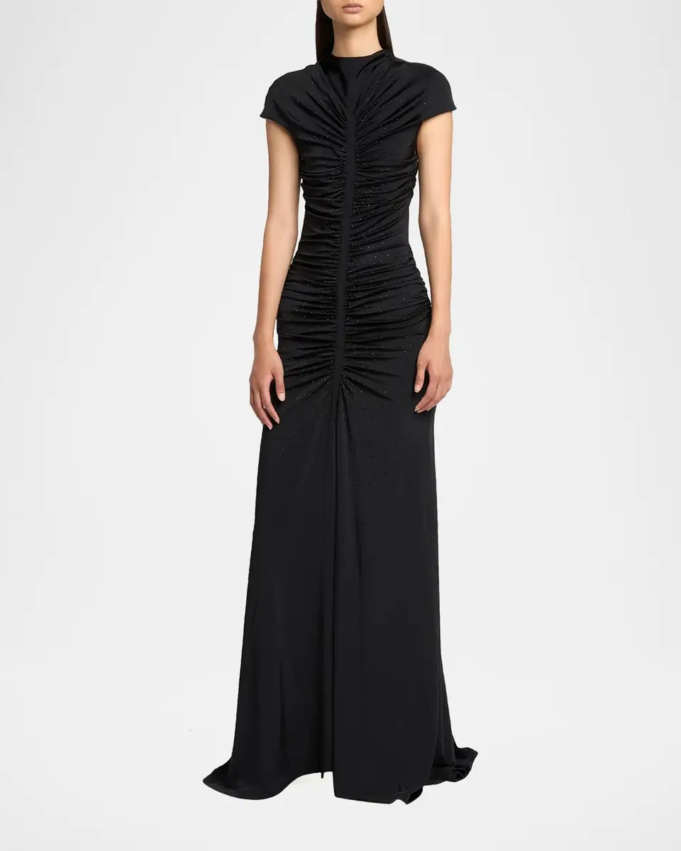 Giorgio Armani Ruched Cap-Sleeve Rhinestone Gown | Thumbnail 4 Giorgio Armani Ruched Cap-Sleeve Rhinestone Gown | Thumbnail 4