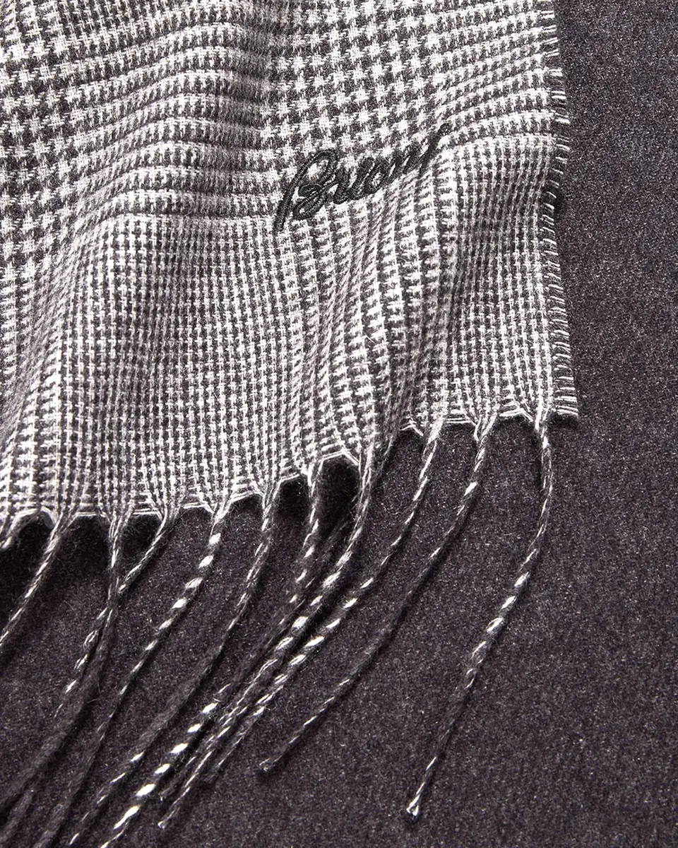 Brioni Men's Silk and Cashmere Double-Face Houndstooth Plaid Scarf | Thumbnail 4