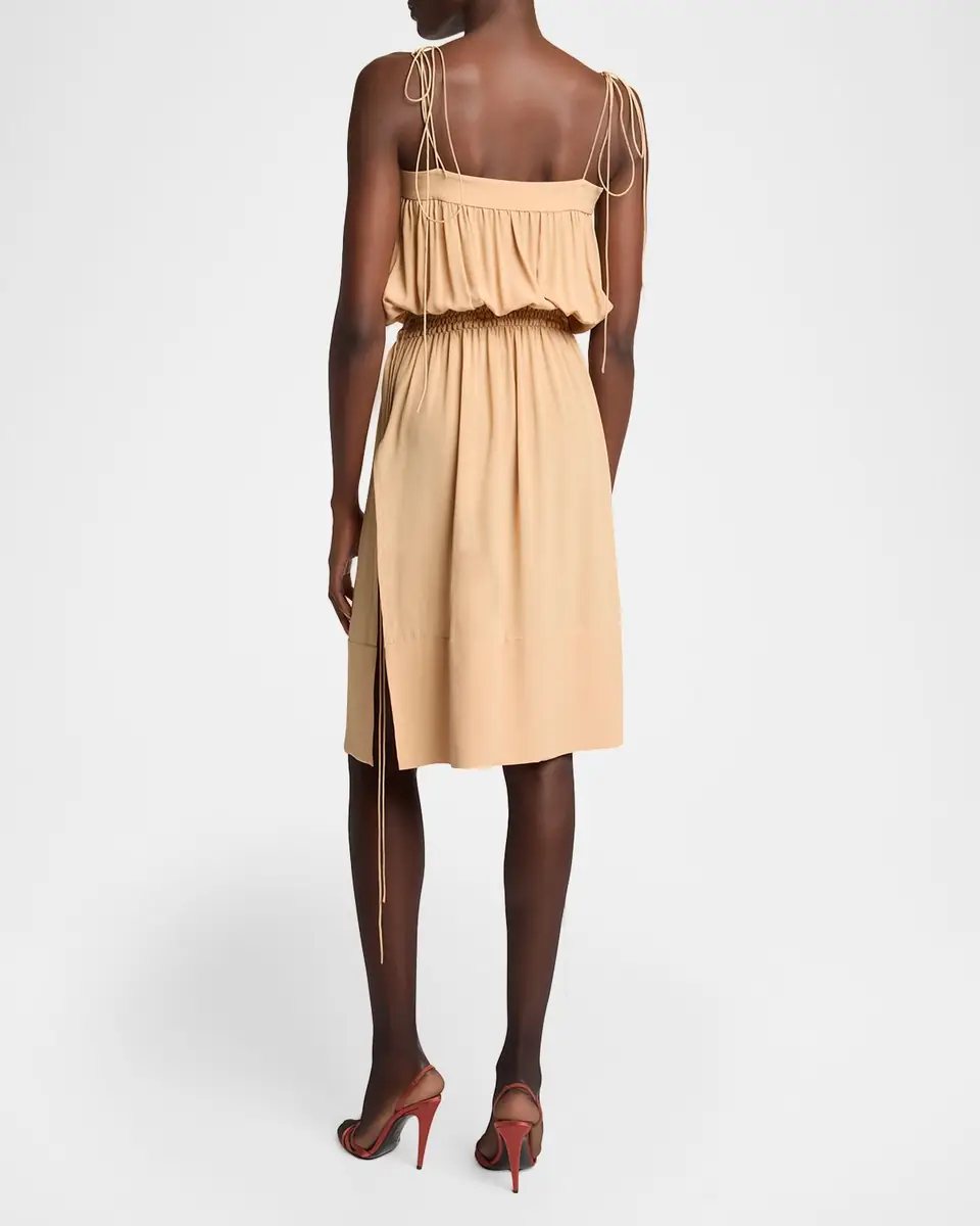 Saint Laurent Silk Crepe De Chine Balloon Midi Dress | Thumbnail 3 Saint Laurent Silk Crepe De Chine Balloon Midi Dress | Thumbnail 3