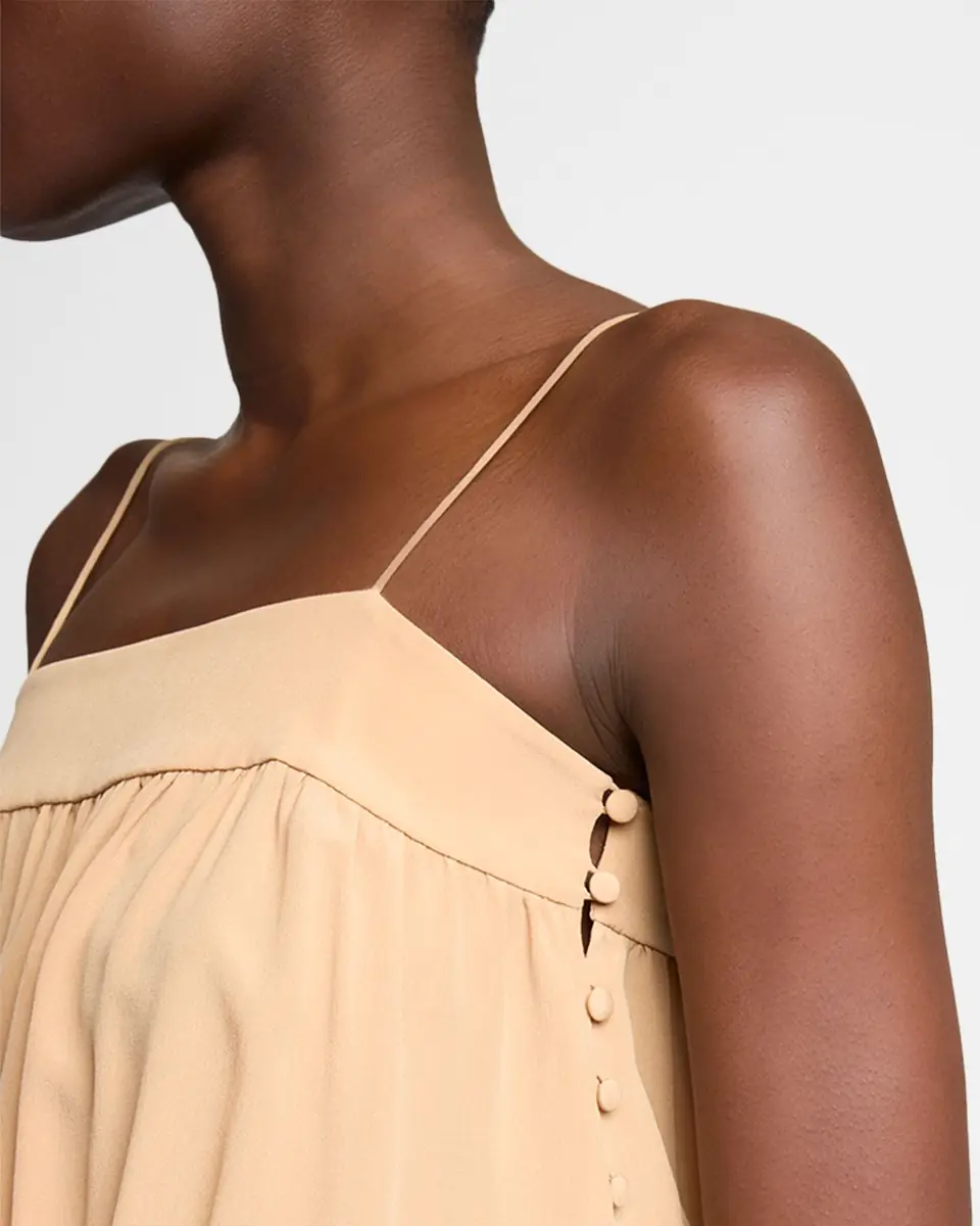 Saint Laurent Silk Crepe De Chine Balloon Midi Dress | Thumbnail 5 Saint Laurent Silk Crepe De Chine Balloon Midi Dress | Thumbnail 5