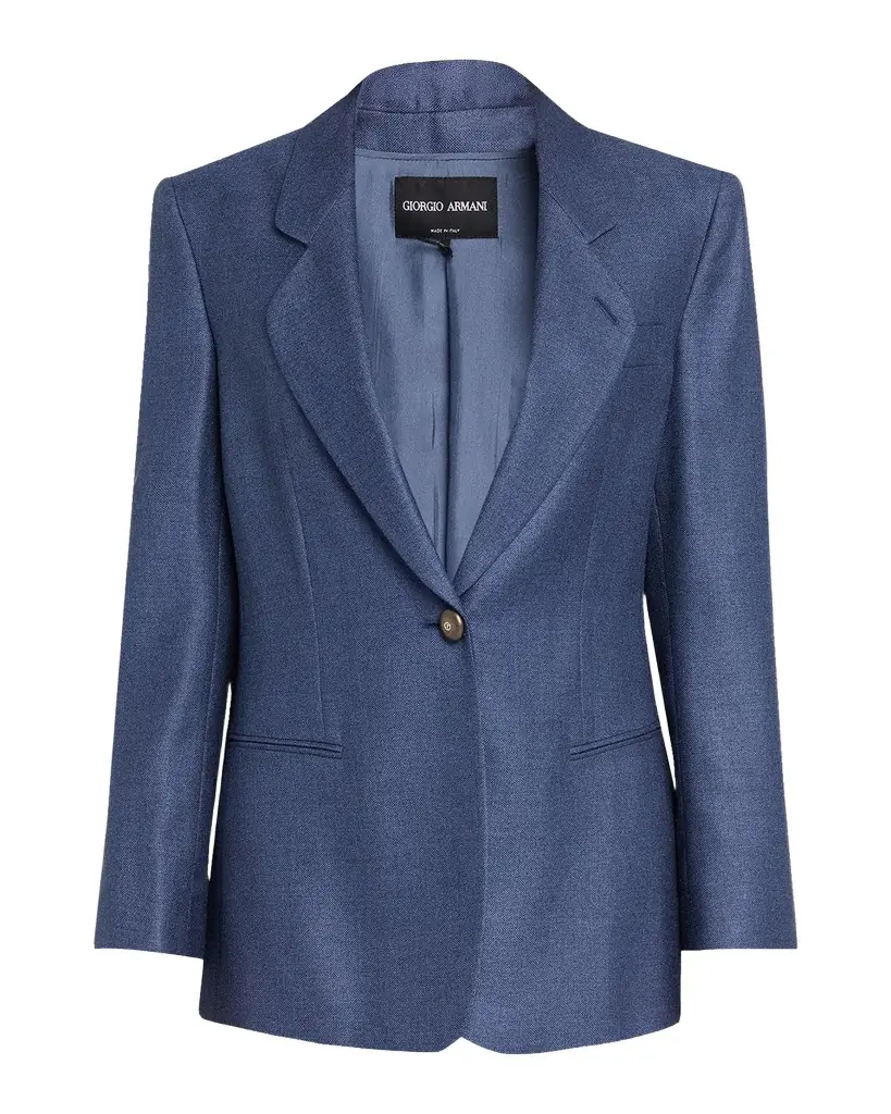 Giorgio Armani Single-Breasted Silk Blazer Jacket