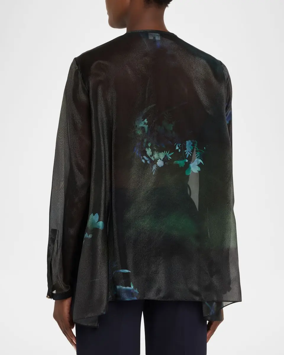 Giorgio Armani Shimmering Floral Charmeuse Button-Down Shirt | Thumbnail 3 Giorgio Armani Shimmering Floral Charmeuse Button-Down Shirt | Thumbnail 3