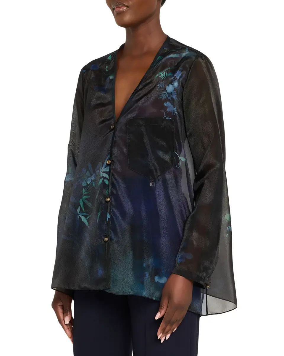 Giorgio Armani Shimmering Floral Charmeuse Button-Down Shirt | Thumbnail 4 Giorgio Armani Shimmering Floral Charmeuse Button-Down Shirt | Thumbnail 4