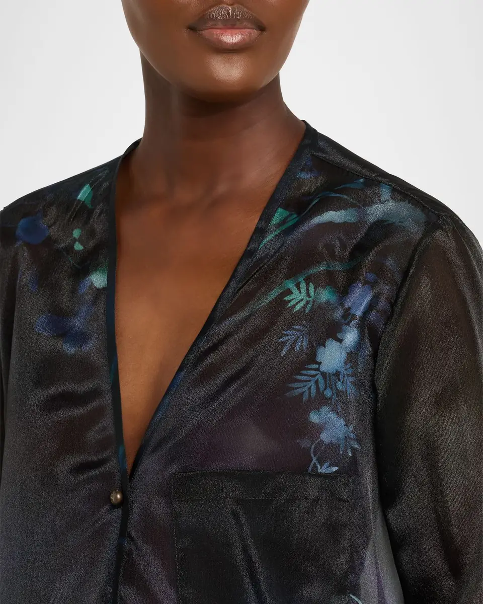Giorgio Armani Shimmering Floral Charmeuse Button-Down Shirt | Thumbnail 5 Giorgio Armani Shimmering Floral Charmeuse Button-Down Shirt | Thumbnail 5