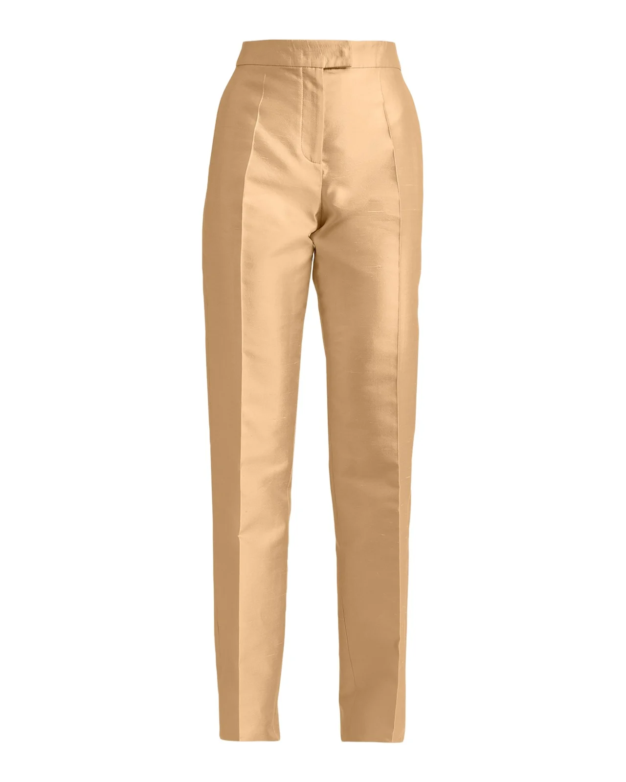 Shantung Silk Straight-Leg Pants