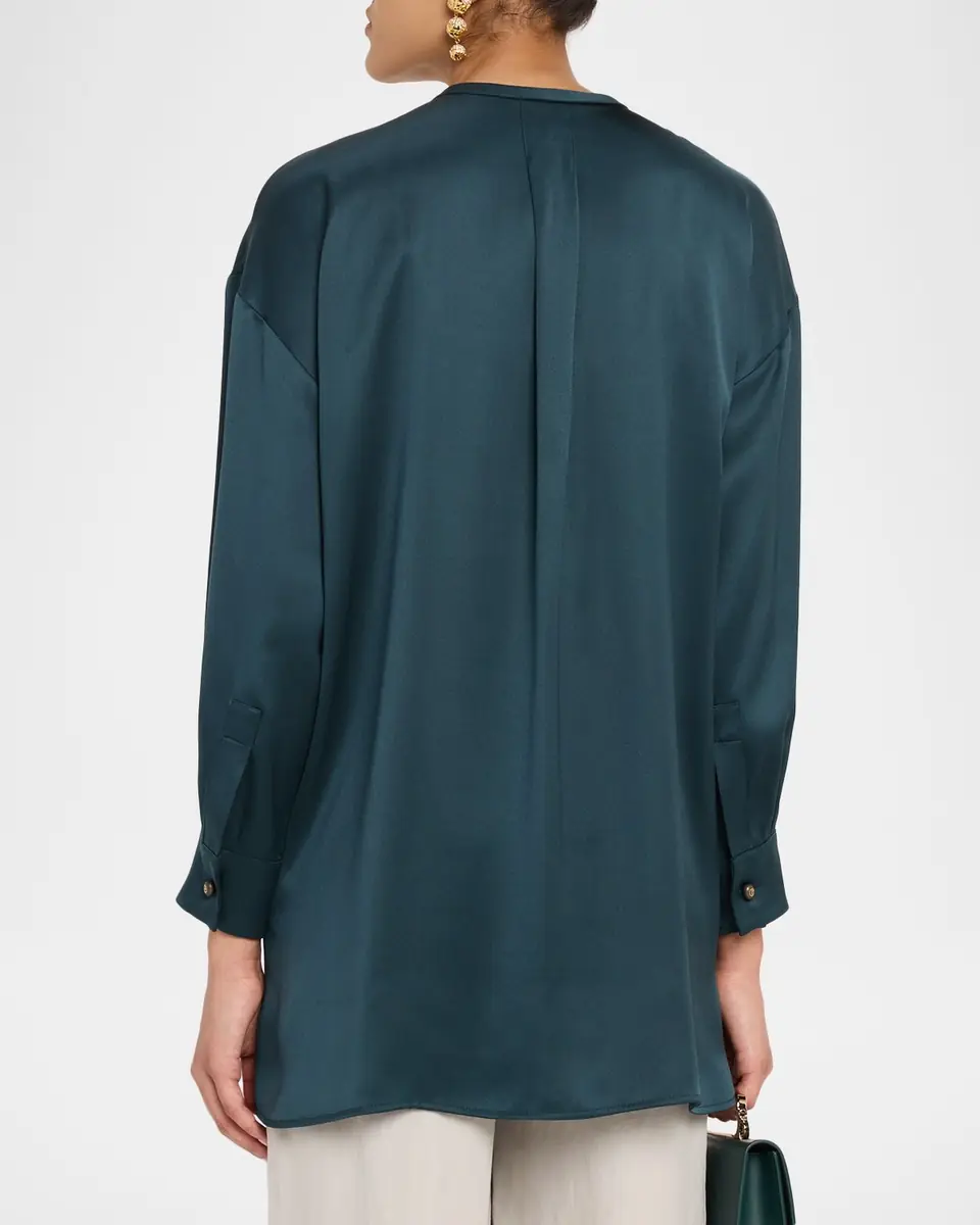 Giorgio Armani Long-Sleeve Silk Tunic Shirt | Thumbnail 3 Giorgio Armani Long-Sleeve Silk Tunic Shirt | Thumbnail 3