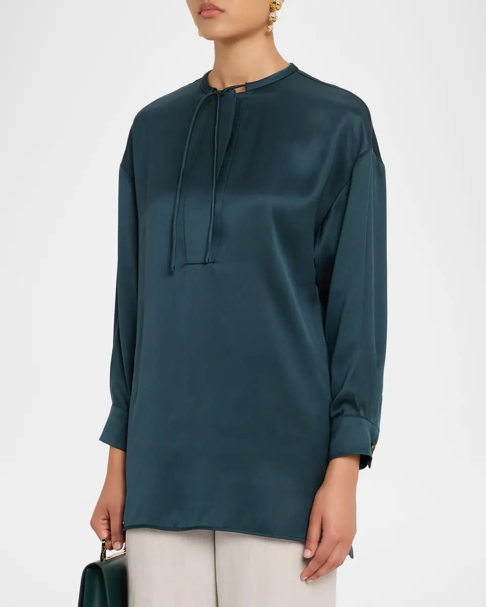 Giorgio Armani Long-Sleeve Silk Tunic Shirt | Thumbnail 4 Giorgio Armani Long-Sleeve Silk Tunic Shirt | Thumbnail 4