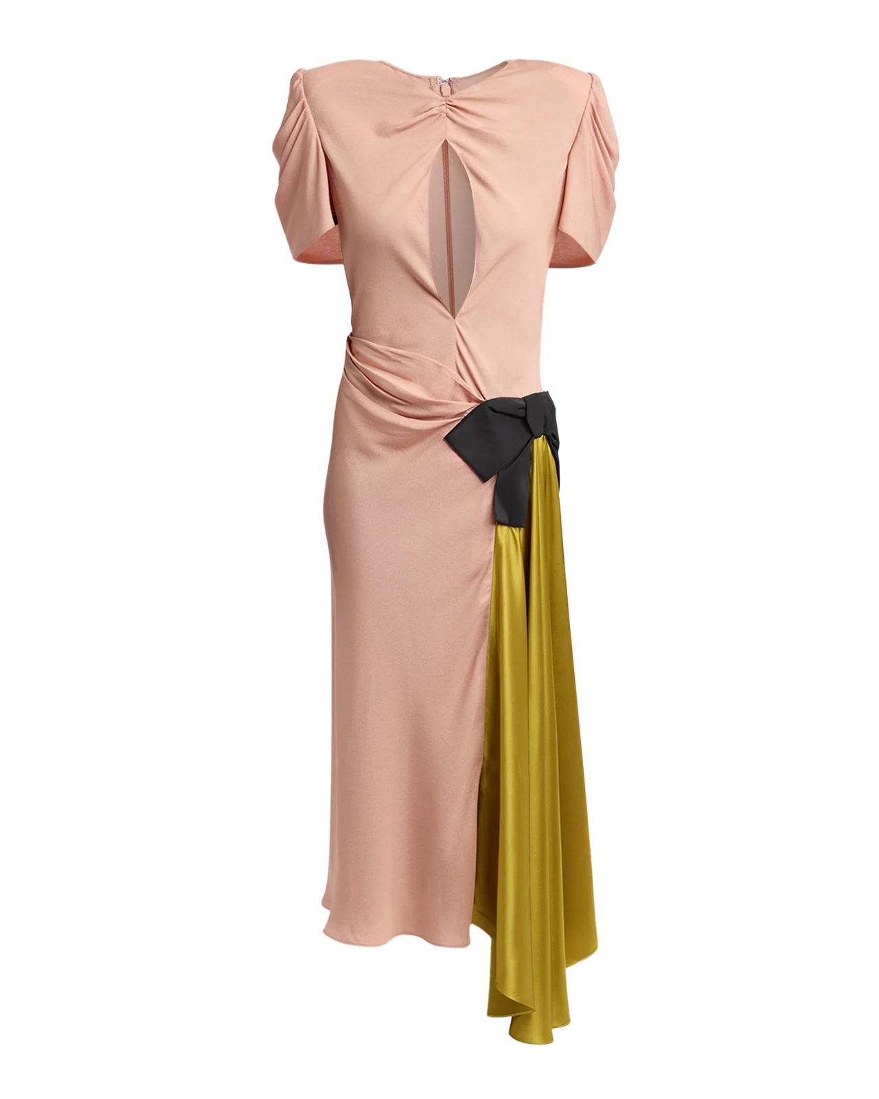 Gathered Colorblock Midi Dress