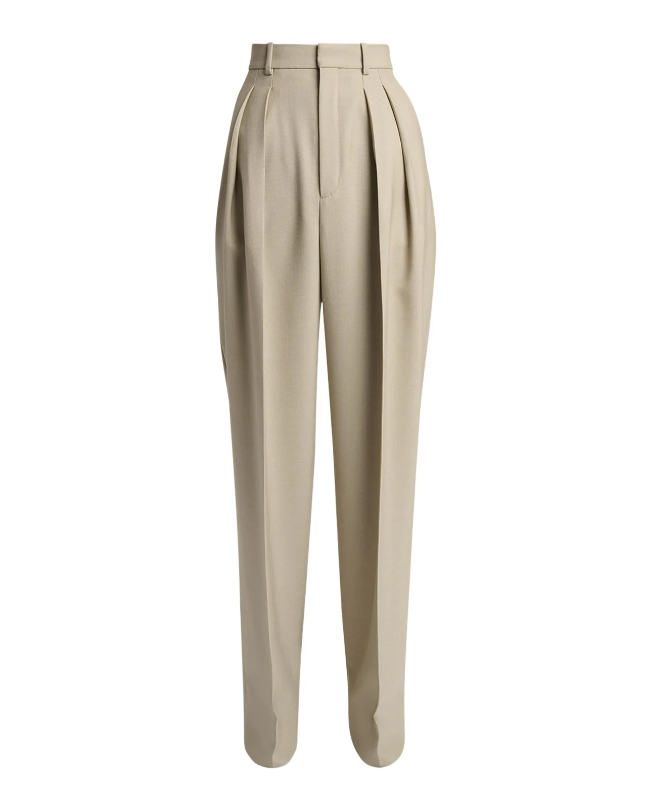 Pleated Wool-Silk Canvas Wide-Leg Pants