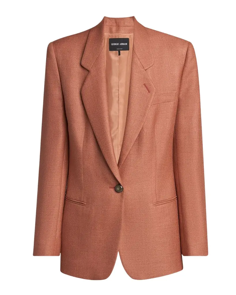 Giorgio Armani Silk-Wool Single-Breasted Blazer Jacket | Image 1 Giorgio Armani Silk-Wool Single-Breasted Blazer Jacket | Image 1