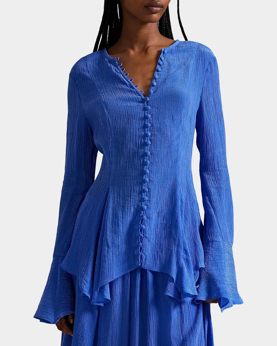 Polo Ralph Lauren Crinkled Button-Front Top | Thumbnail 4 Polo Ralph Lauren Crinkled Button-Front Top | Thumbnail 4