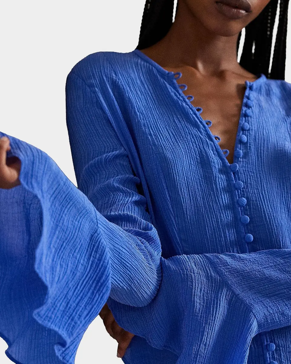 Polo Ralph Lauren Crinkled Button-Front Top | Thumbnail 5 Polo Ralph Lauren Crinkled Button-Front Top | Thumbnail 5