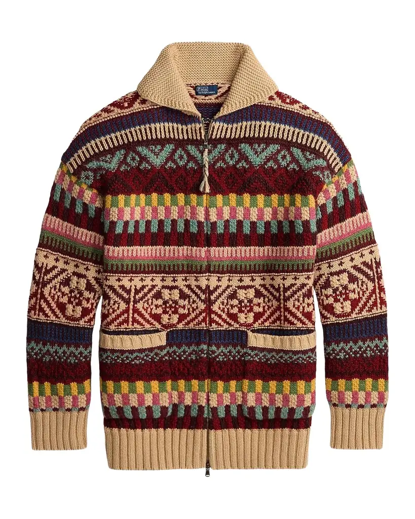 Polo Ralph Lauren Geometric Shawl-Collar Zip Cardigan | Image 1 Polo Ralph Lauren Geometric Shawl-Collar Zip Cardigan | Image 1