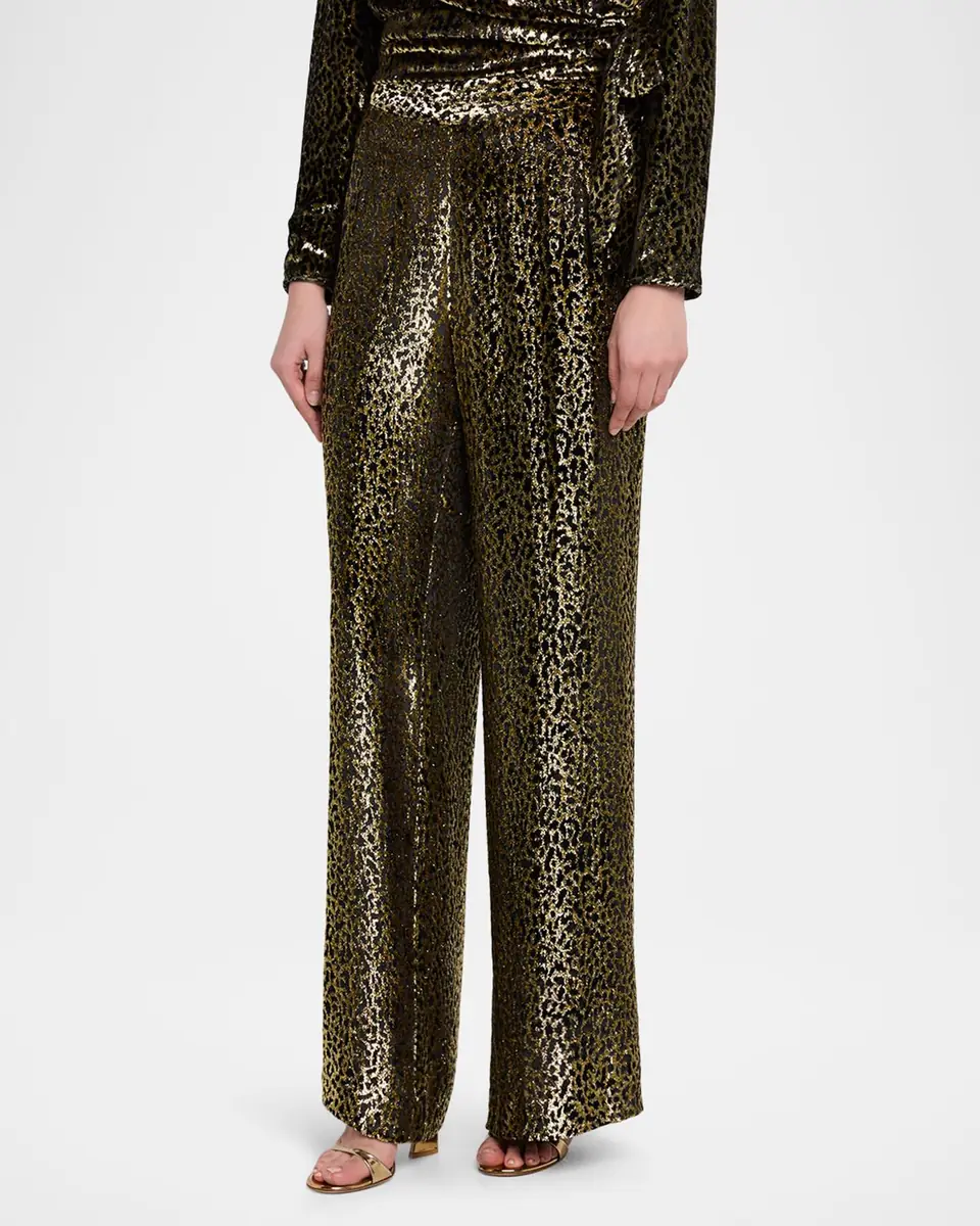 Libertine Vreeland Leopard Velvet Straight-Leg Trousers | Thumbnail 4 Libertine Vreeland Leopard Velvet Straight-Leg Trousers | Thumbnail 4