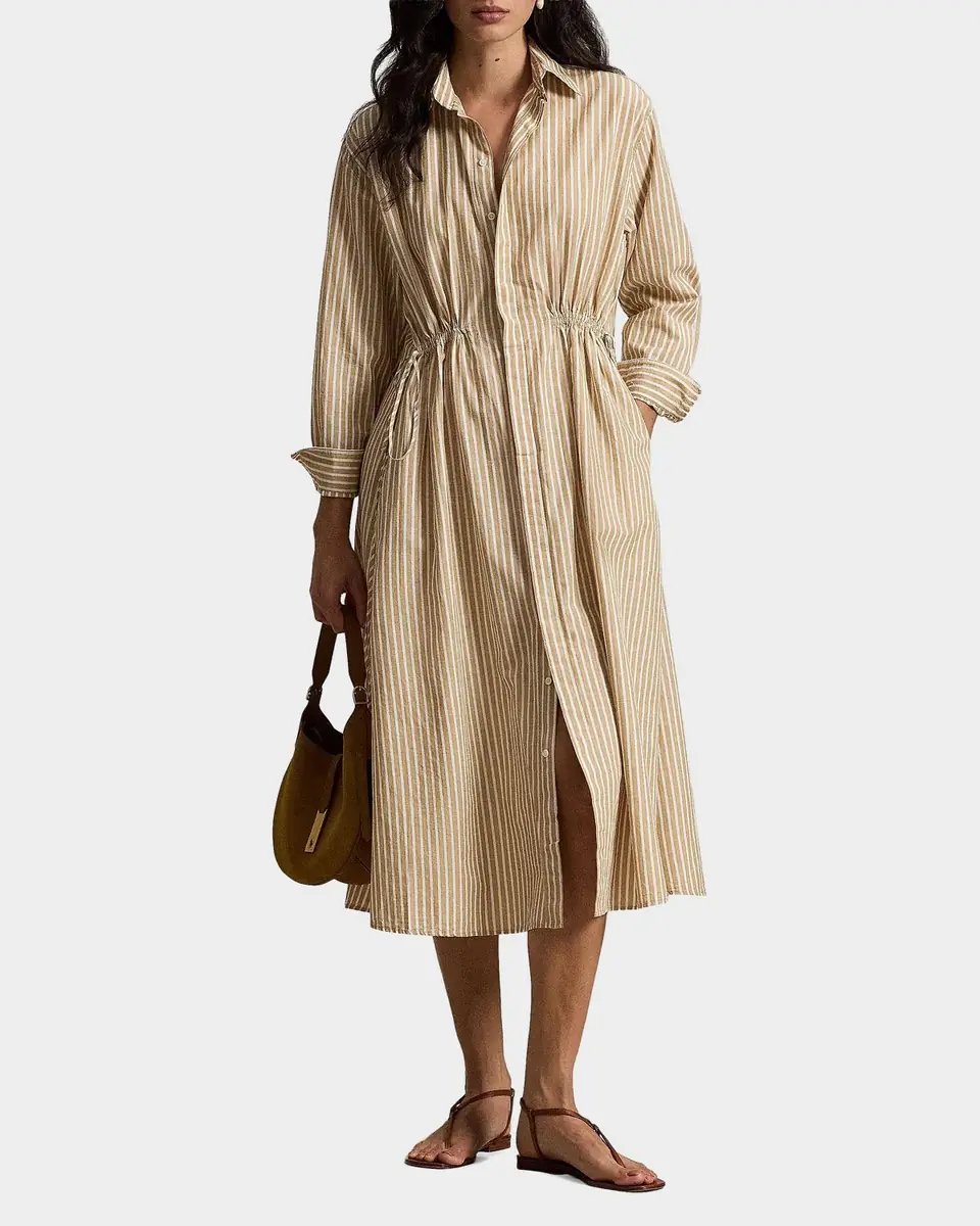 Polo Ralph Lauren Striped Cotton-Linen Drawcord Shirtdress | Thumbnail 2