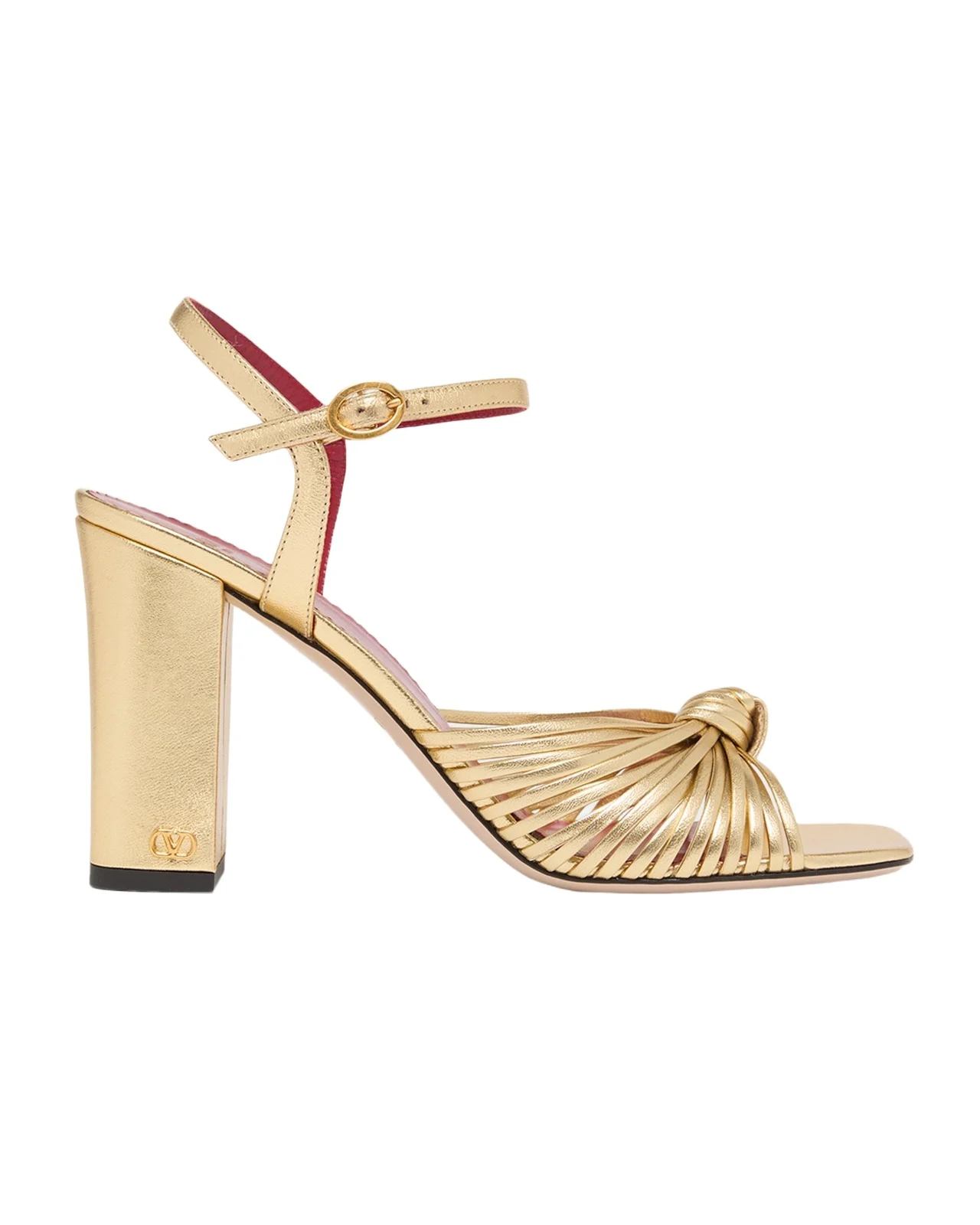 90mm VLogo Anne Metallic Leather Block-Heel Sandals 90mm VLogo Anne Metallic Leather Block-Heel Sandals