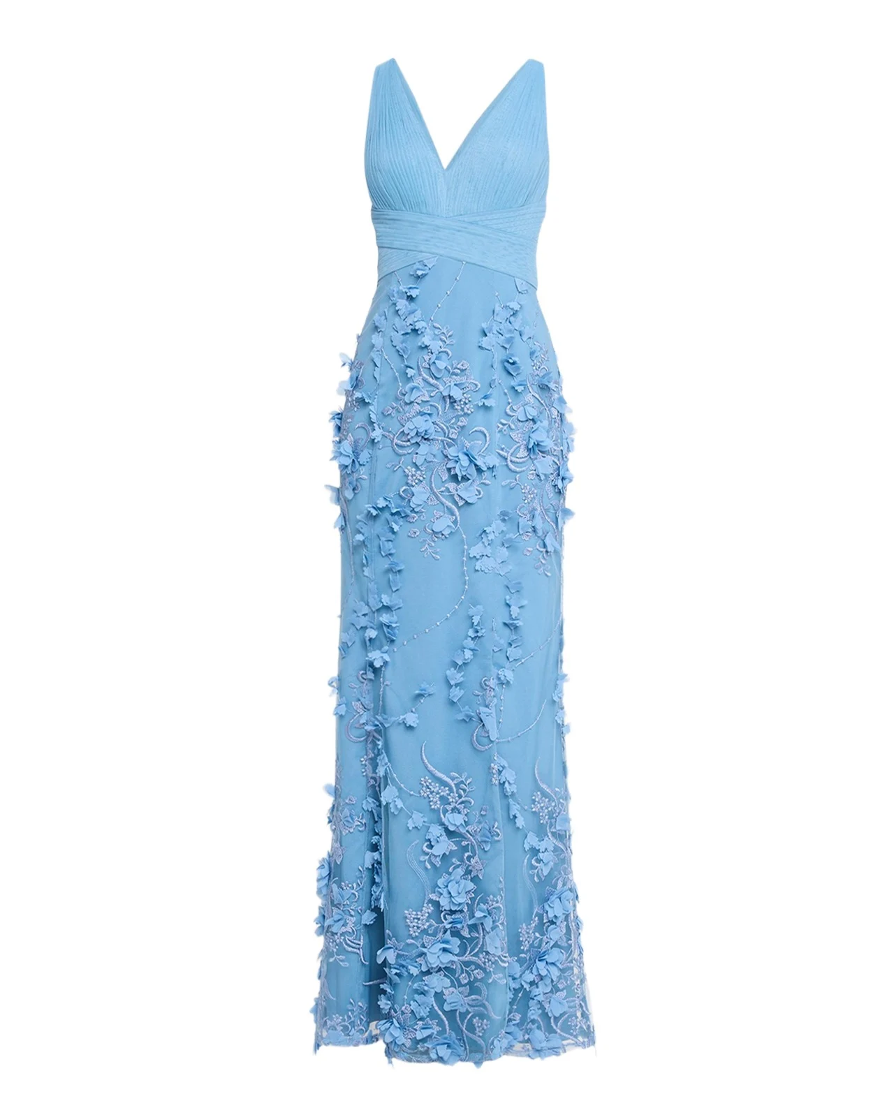 Aidan Mattox Embroidered Floral Applique Gown