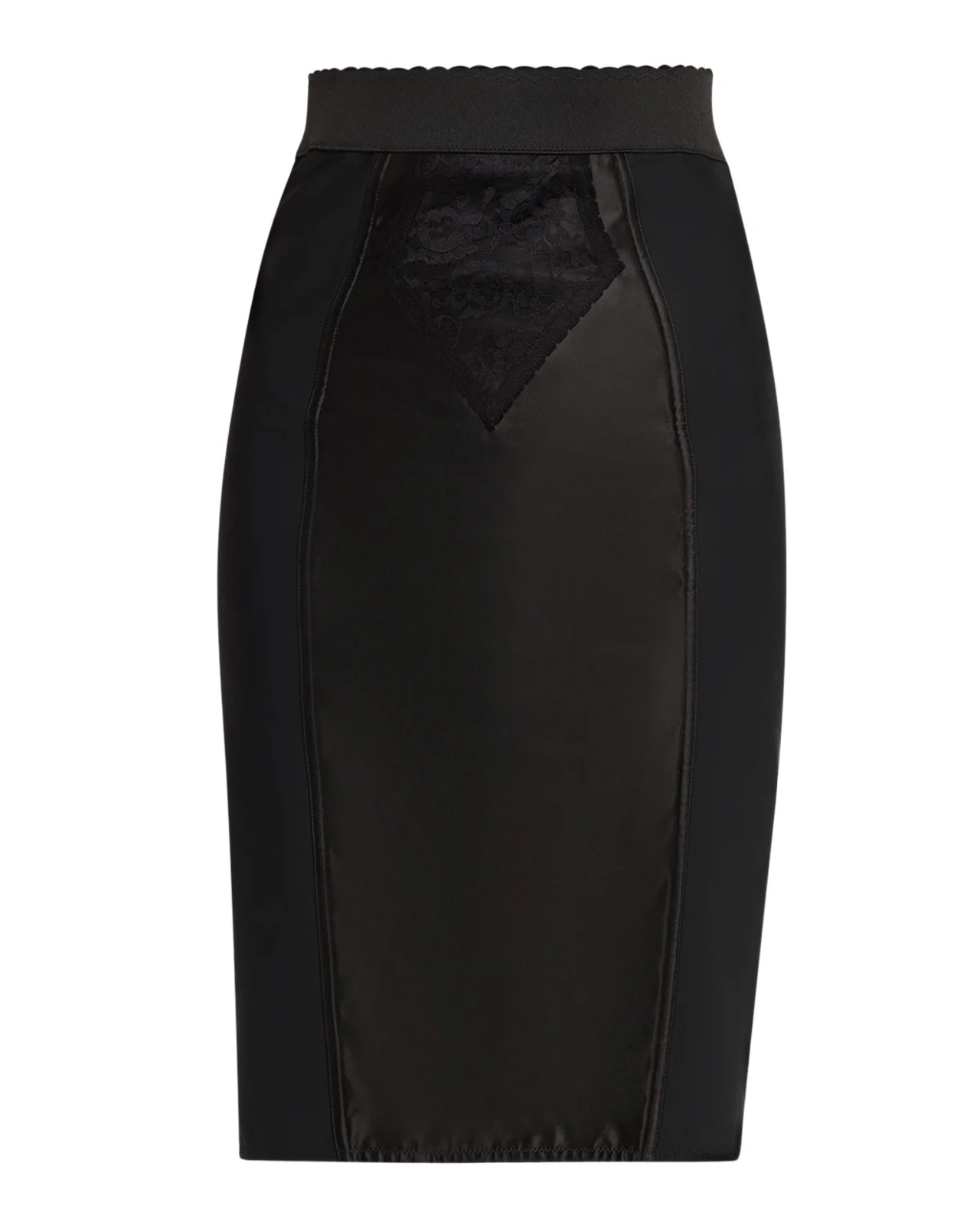 Dolce & Gabbana Lace Satin Paneled Pencil Skirt