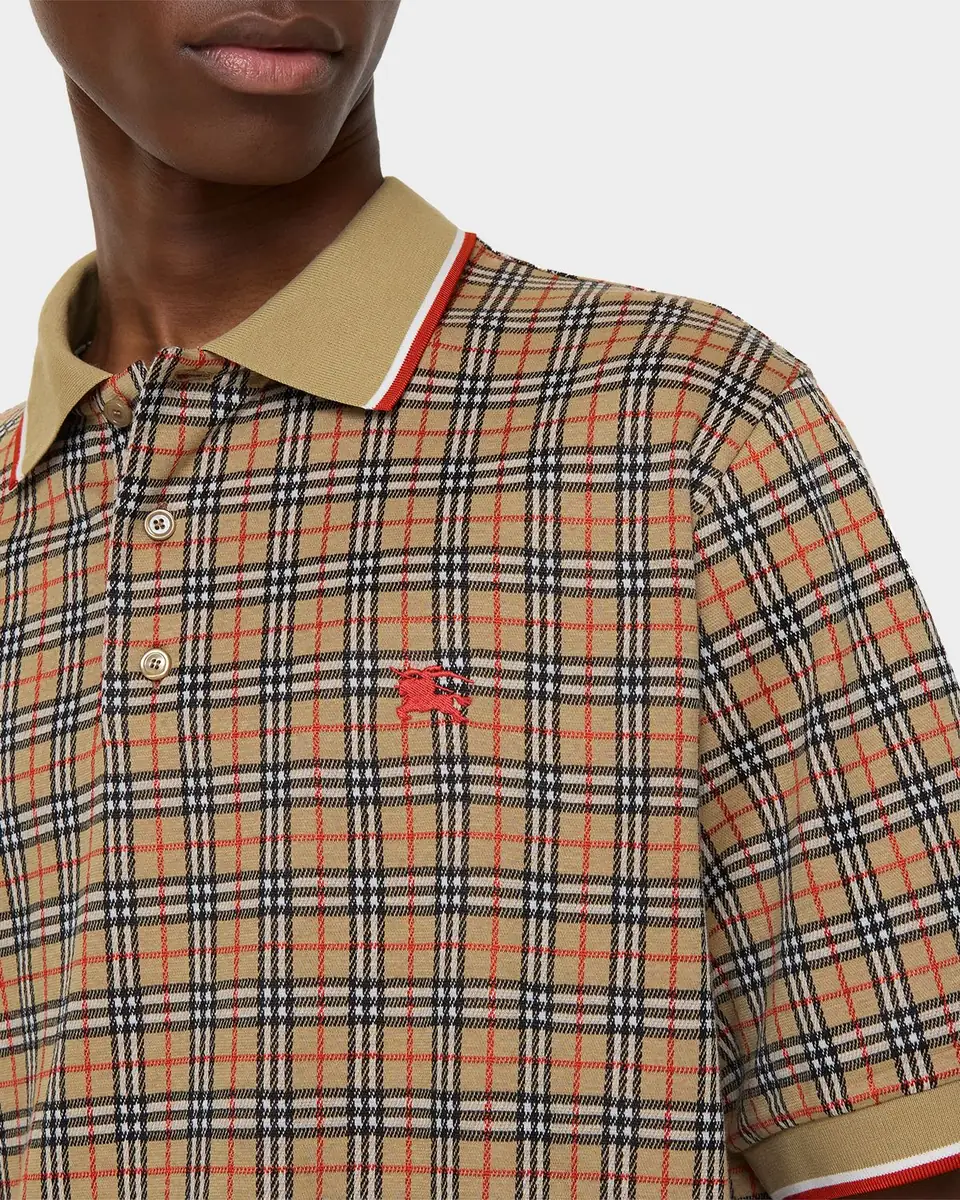 Burberry Men's Check Cotton Blend Polo Shirt | Thumbnail 3 Burberry Men's Check Cotton Blend Polo Shirt | Thumbnail 3