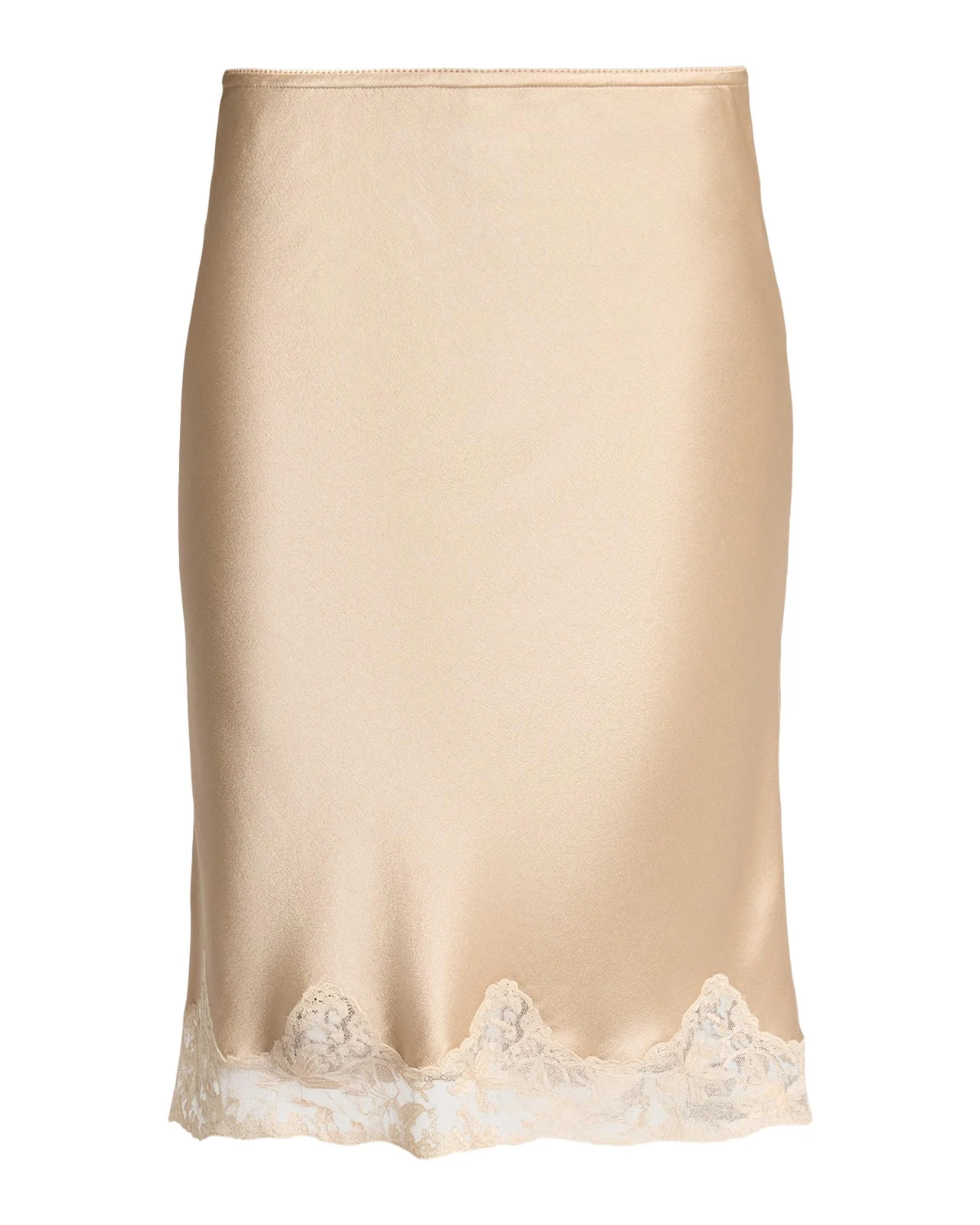 Lace-Trim Satin Knee-Length Skirt Lace-Trim Satin Knee-Length Skirt