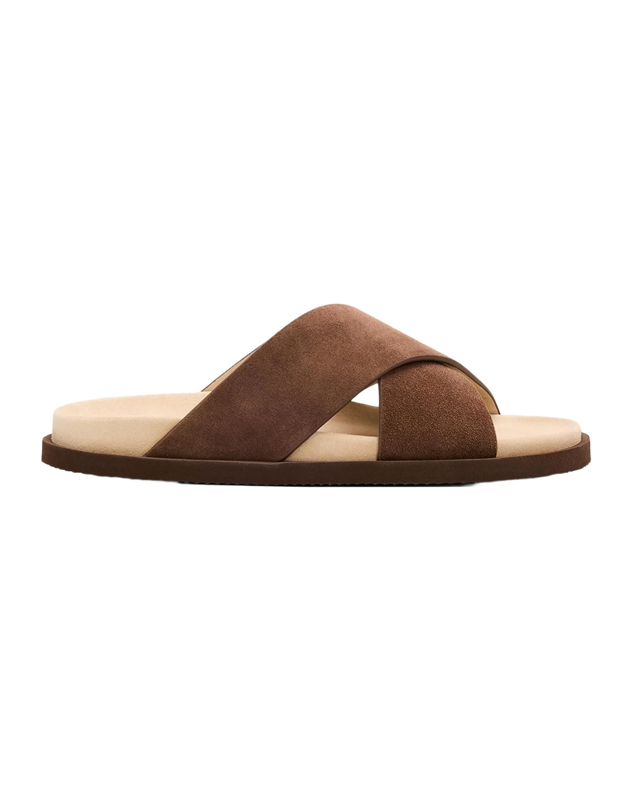 Brunello Cucinelli Men's Cross-Strap Suede Slides