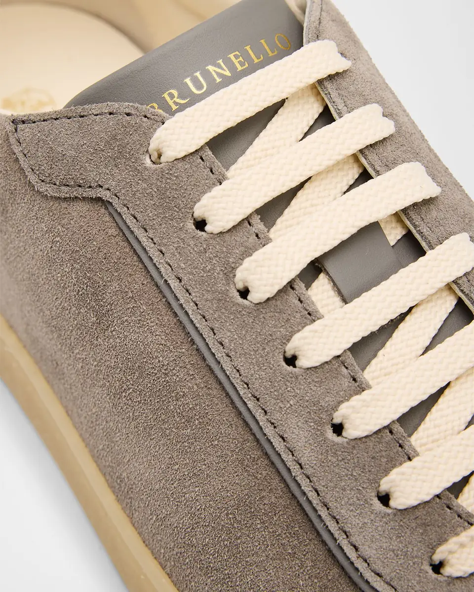 Brunello Cucinelli Men's Suede T-Toe Low-Top Sneakers | Thumbnail 3 Brunello Cucinelli Men's Suede T-Toe Low-Top Sneakers | Thumbnail 3