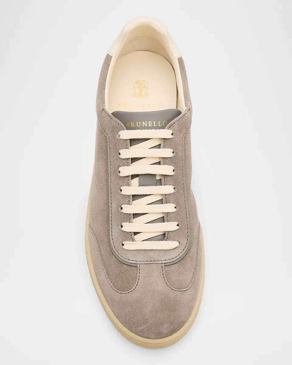 Brunello Cucinelli Men's Suede T-Toe Low-Top Sneakers | Thumbnail 4 Brunello Cucinelli Men's Suede T-Toe Low-Top Sneakers | Thumbnail 4