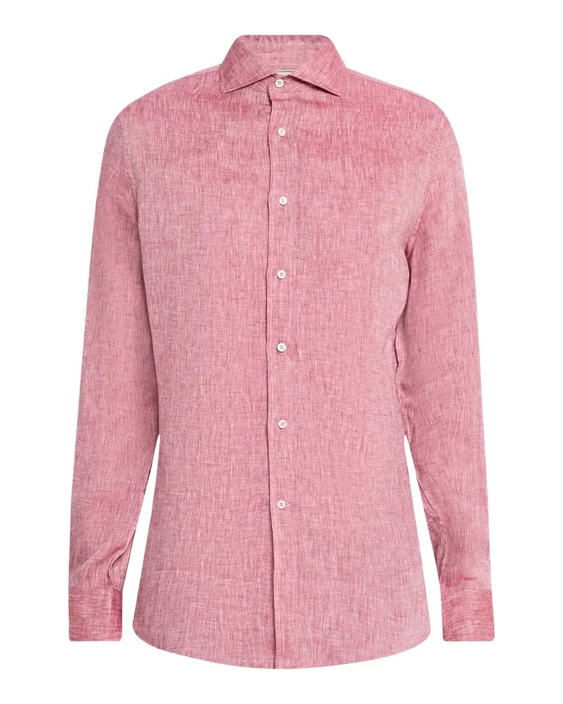 Brunello Cucinelli Men's Linen Classic Fit Button-Down Shirt | Image 1 Brunello Cucinelli Men's Linen Classic Fit Button-Down Shirt | Image 1