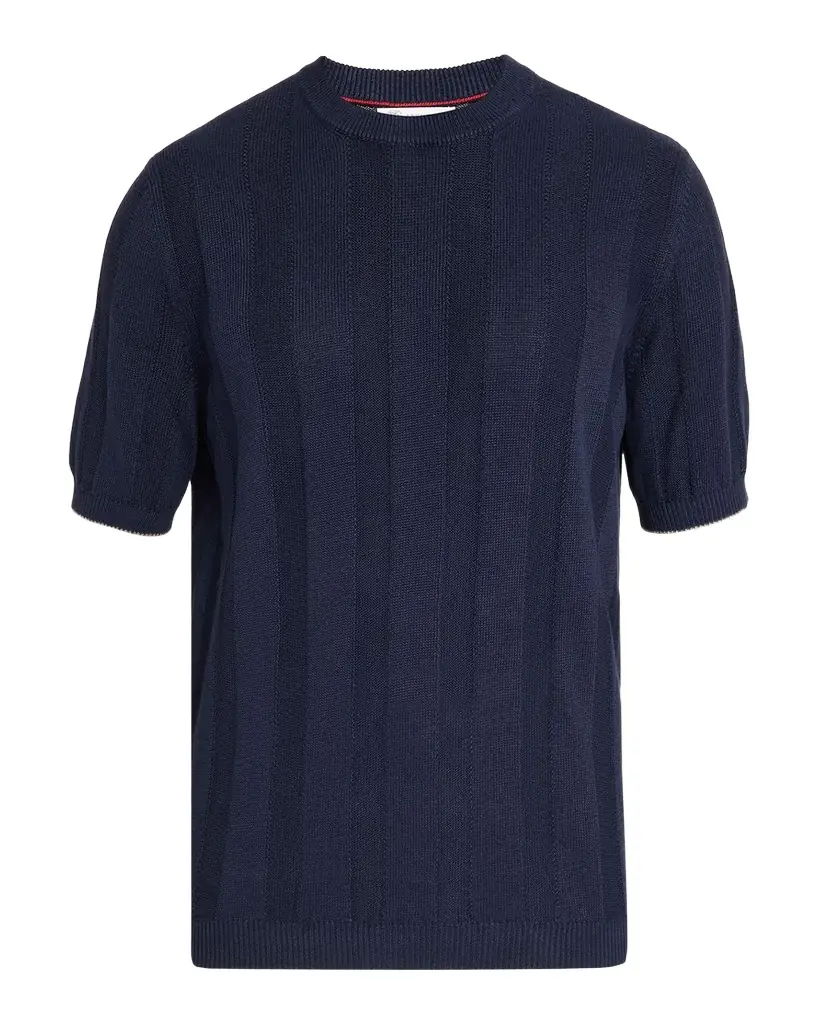 Men's Linen and Cotton Ribbed Short-Sleeve Sweater Men's Linen and Cotton Ribbed Short-Sleeve Sweater