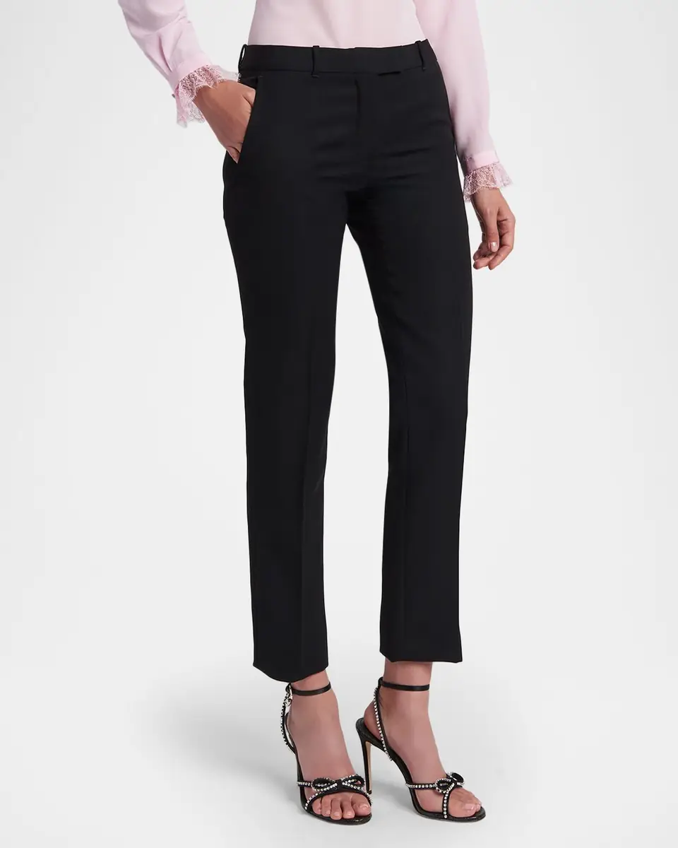 Alexander McQueen Mid-Rise Wool Slim-Leg Ankle Trousers | Thumbnail 4