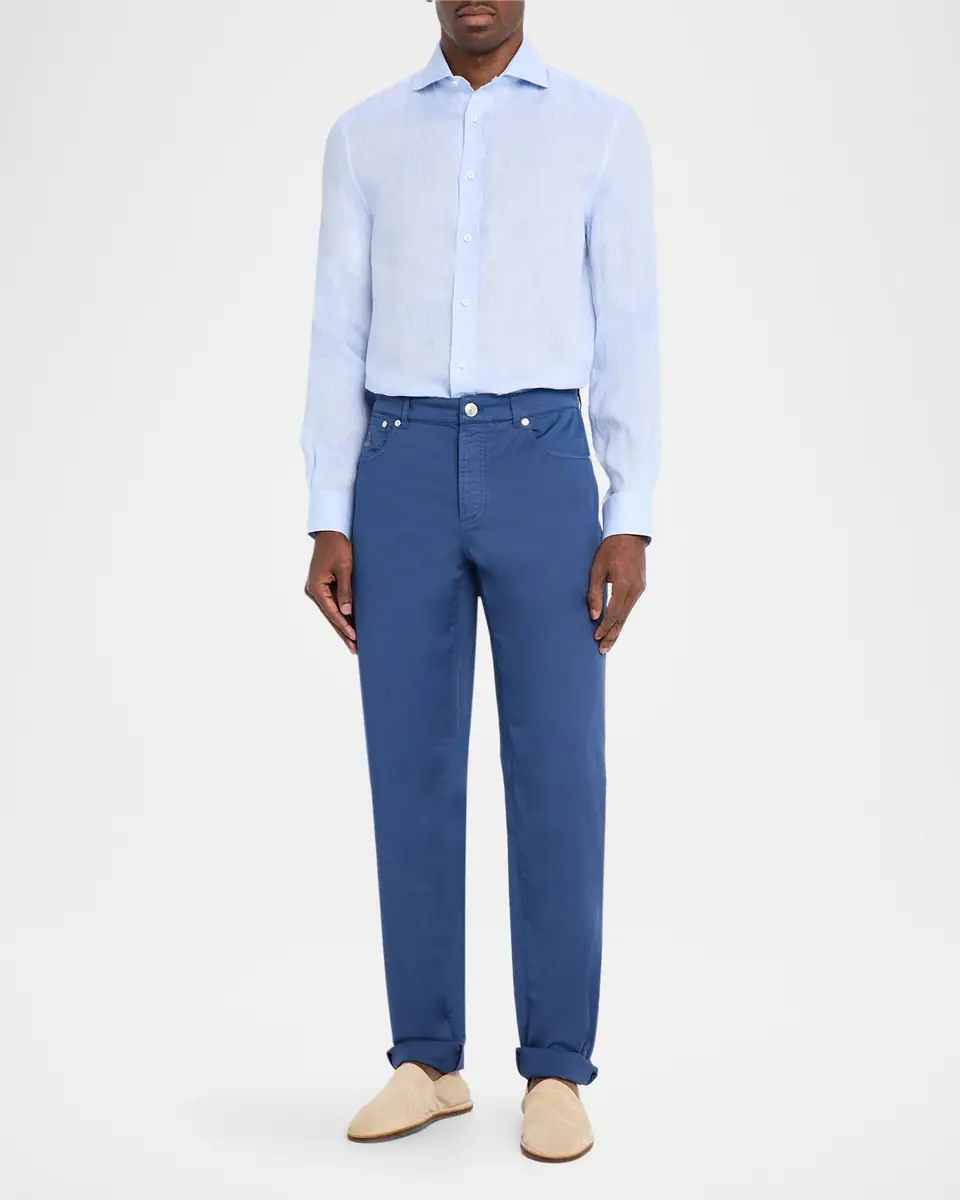 Brunello Cucinelli Men's Linen Classic Fit Button-Down Shirt | Thumbnail 2