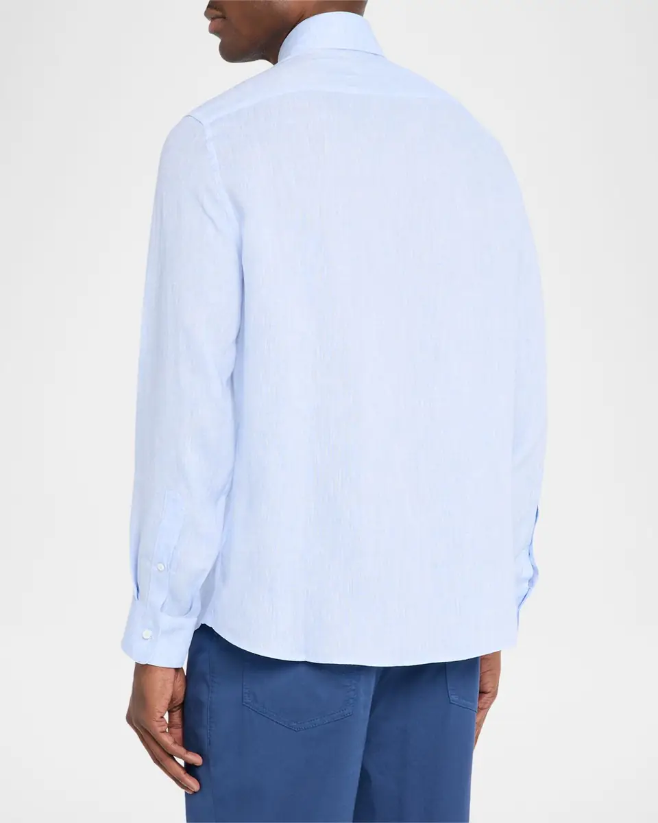 Brunello Cucinelli Men's Linen Classic Fit Button-Down Shirt | Thumbnail 3