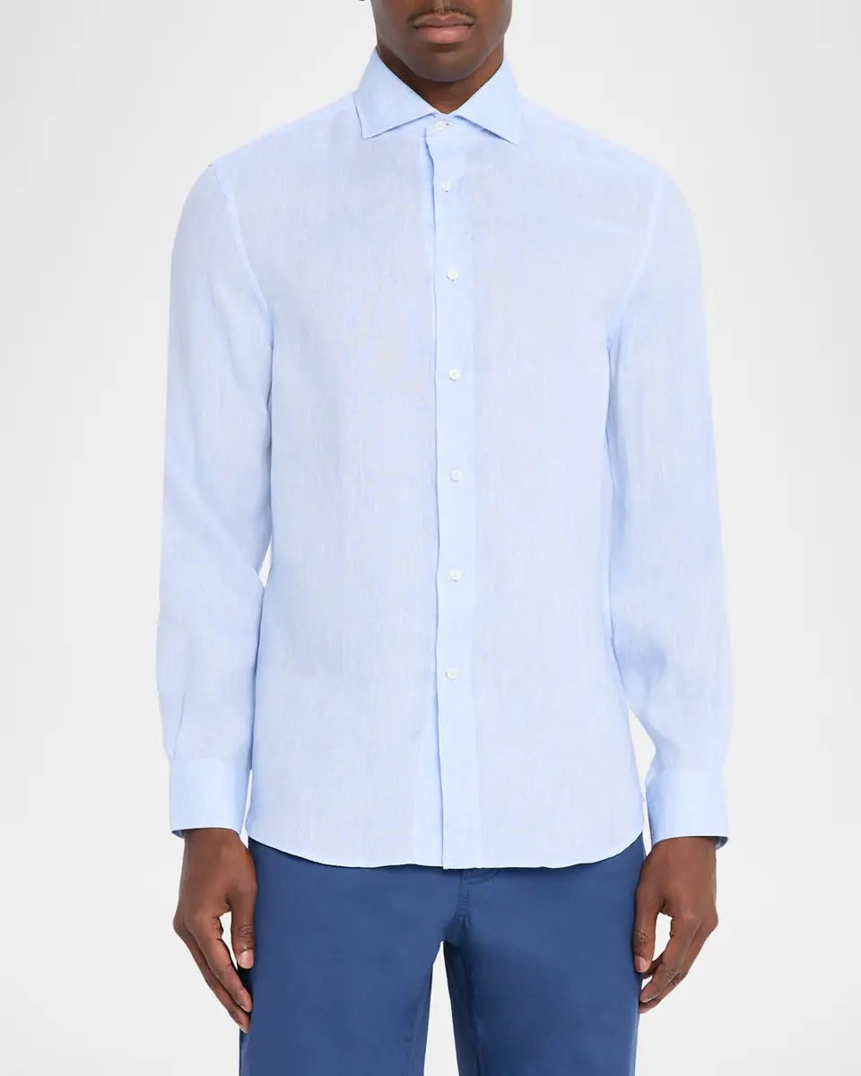 Brunello Cucinelli Men's Linen Classic Fit Button-Down Shirt | Thumbnail 4