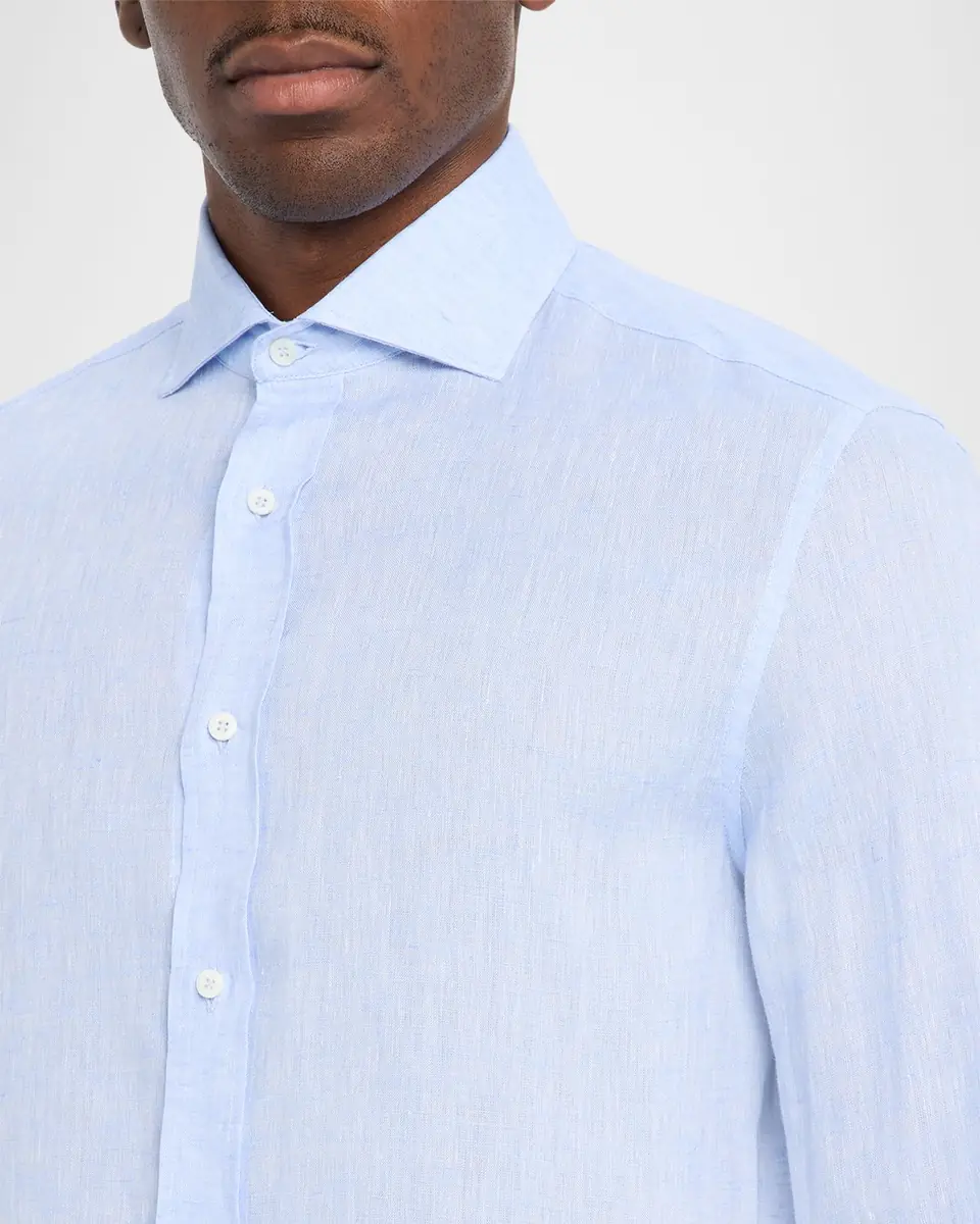 Brunello Cucinelli Men's Linen Classic Fit Button-Down Shirt | Thumbnail 5