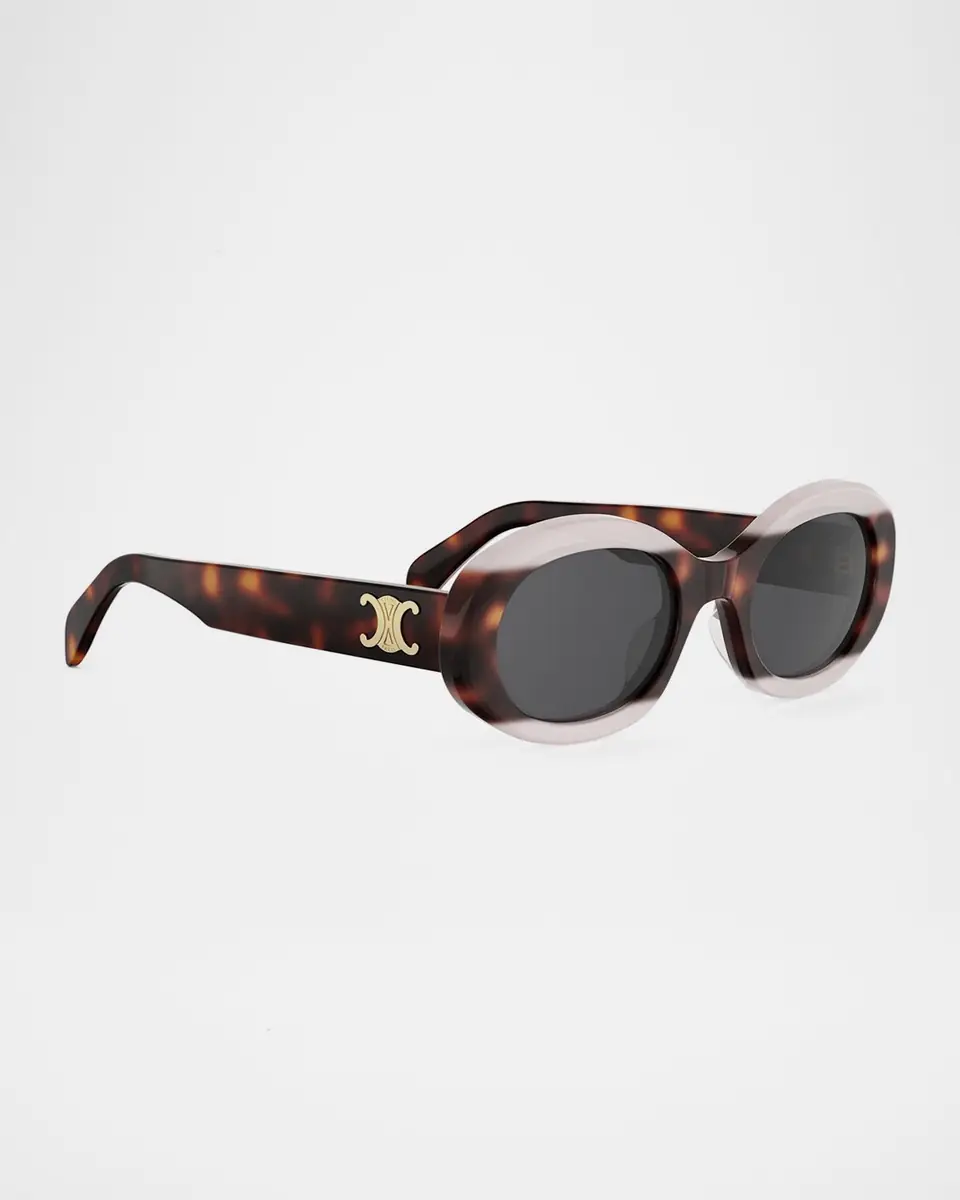 Celine Triomphe 01 Oval Acetate Sunglasses | Thumbnail 3
