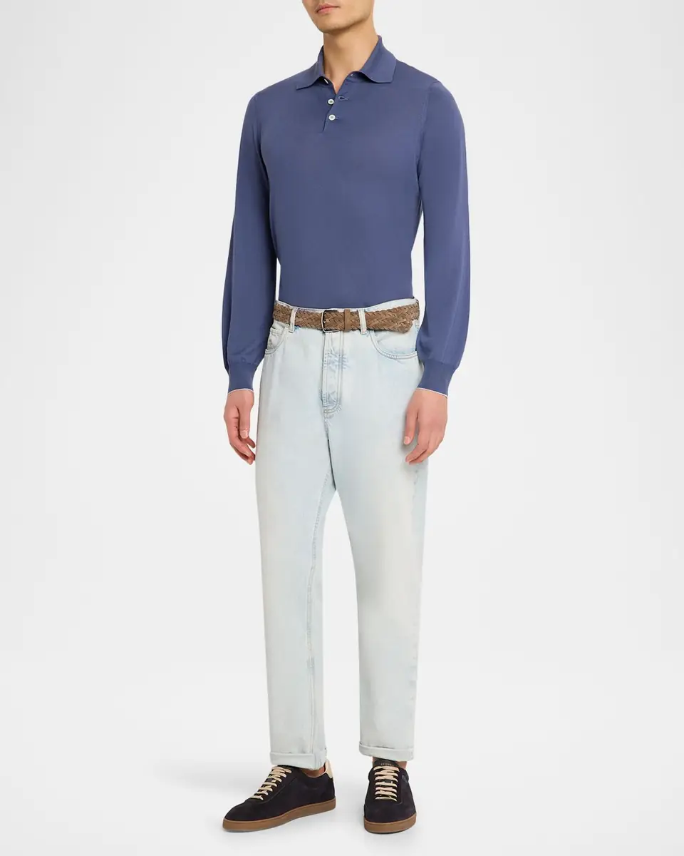 Brunello Cucinelli Men's Wool and Cashmere Half-Zip Sweater | Thumbnail 2 Brunello Cucinelli Men's Wool and Cashmere Half-Zip Sweater | Thumbnail 2