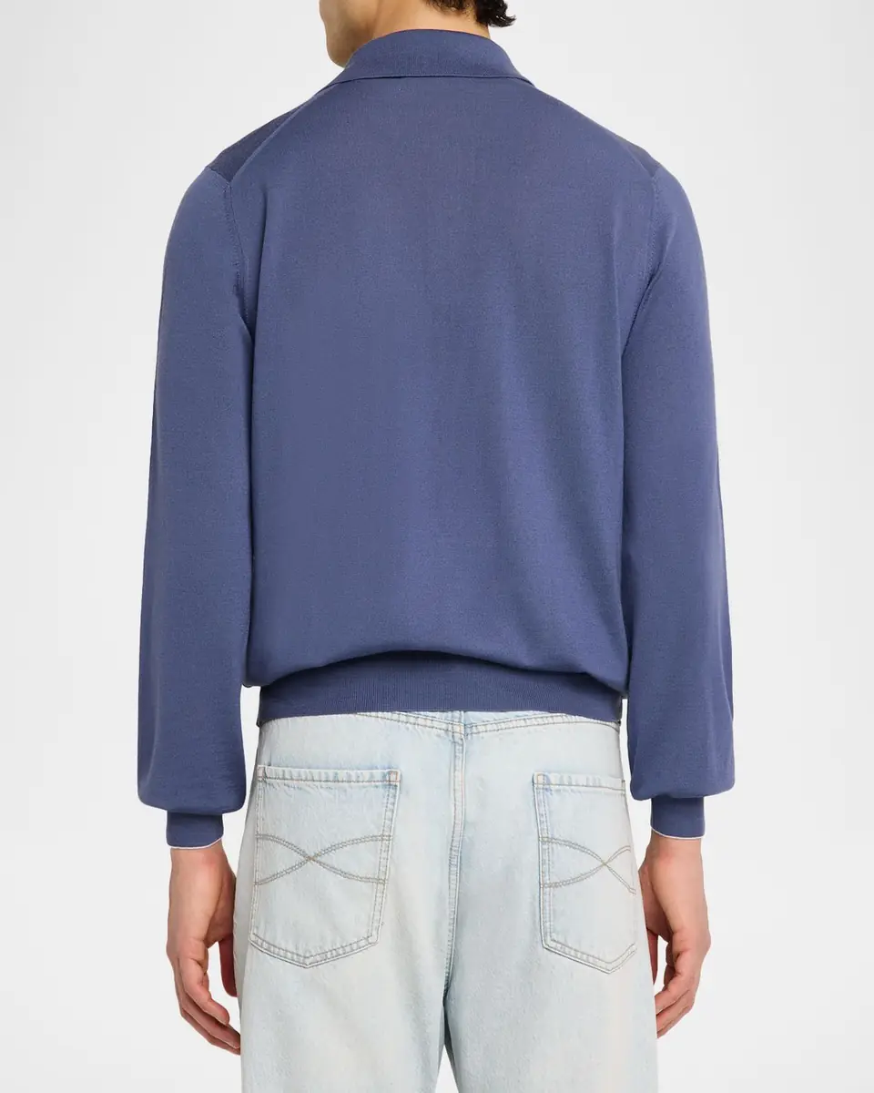 Brunello Cucinelli Men's Wool and Cashmere Half-Zip Sweater | Thumbnail 3 Brunello Cucinelli Men's Wool and Cashmere Half-Zip Sweater | Thumbnail 3